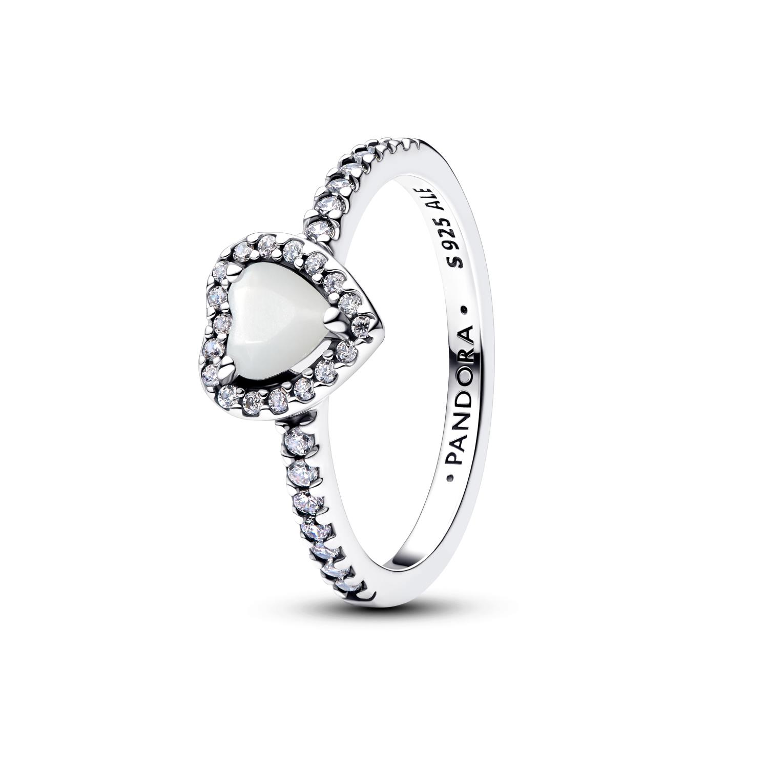 Pandora - Anello Cuore in Rilievo Bianco Ref. 198421C11-48 - PANDORA