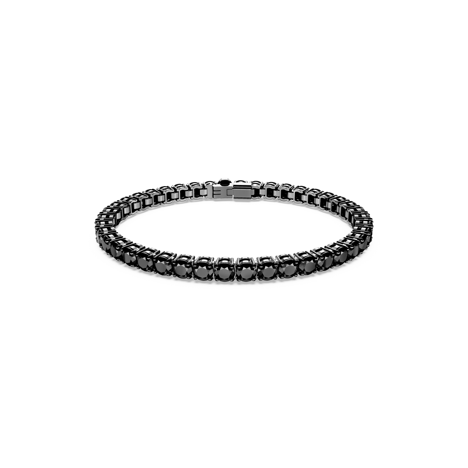 Swarovski - Braccialetto Matrix Tennis, Taglio tondo, Nero, Placcato rutenio Ref. 5664196 - SWAROVSKI