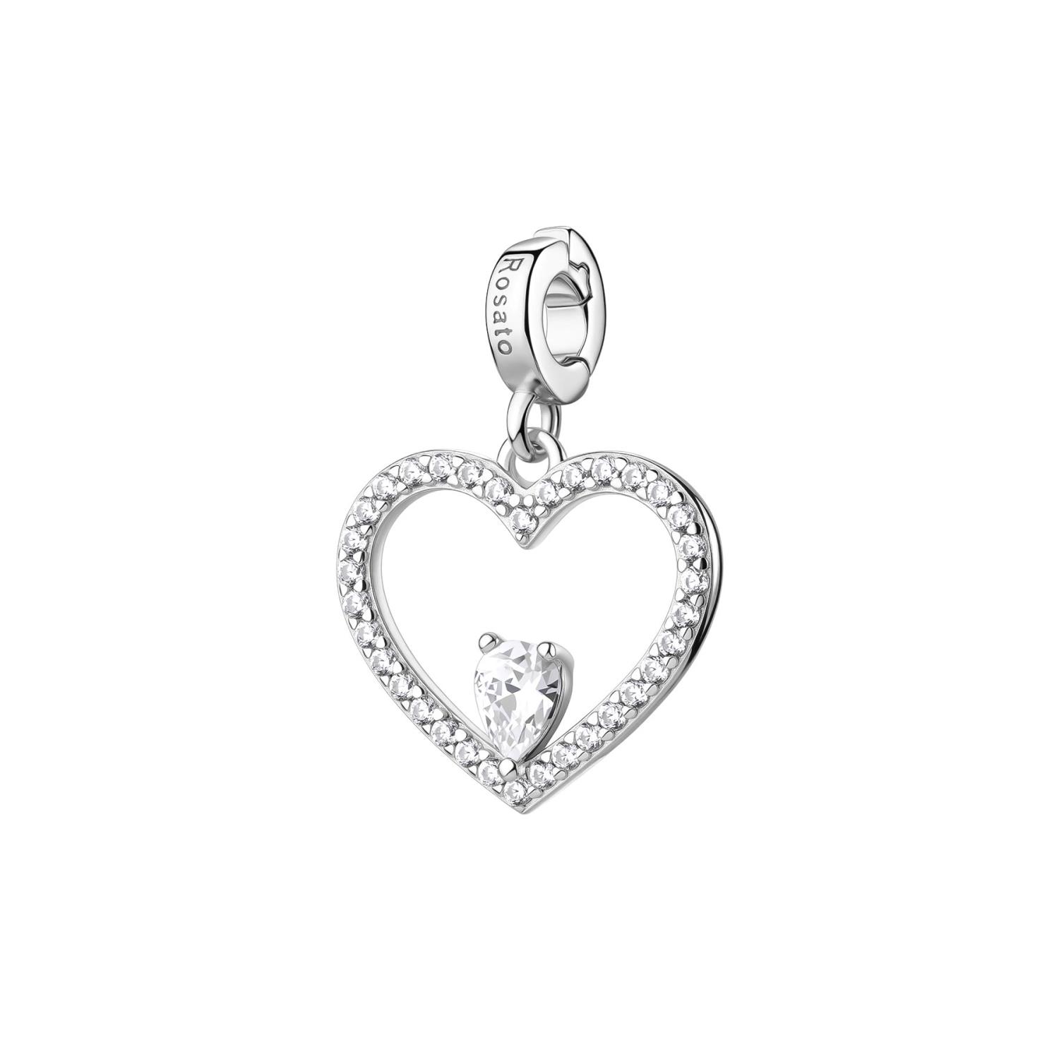 Rosato - Charm STORIE argento 925/1000, rodio a forma di cuore e cubic zirconia white Ref. RZLE090R - ROSATO