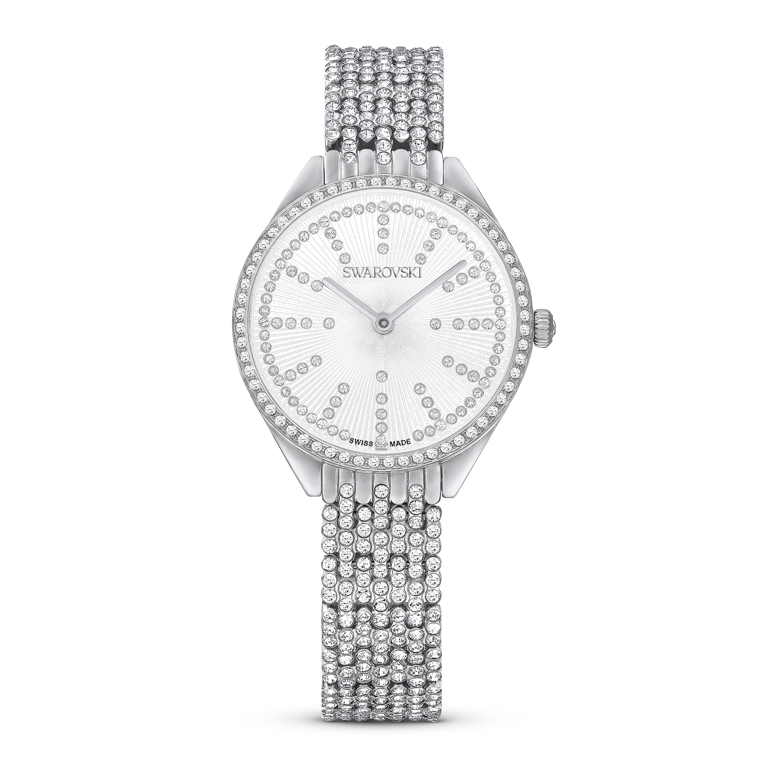 Swarovski - Orologio Attract, Fabbricato in Svizzera, Full pav&egrave;, Bracciale di metallo, Tono argentato, Acciaio inossidabile Ref. 5644062 - SWAROVSKI