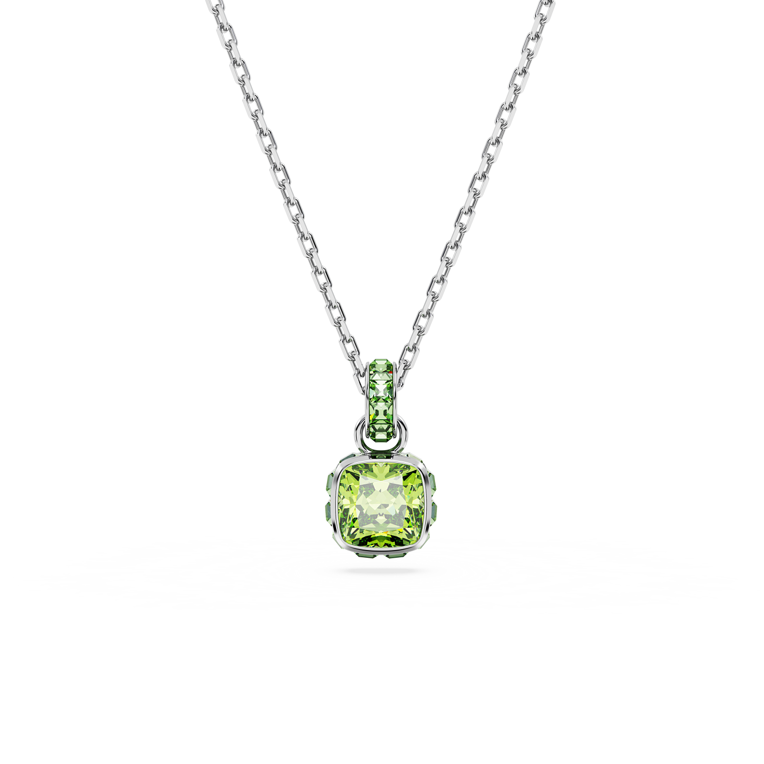 Swarovski - Pendente Birthstone, Taglio squadrato, Agosto, Verde, Placcato rodio Ref. 5651706 - SWAROVSKI