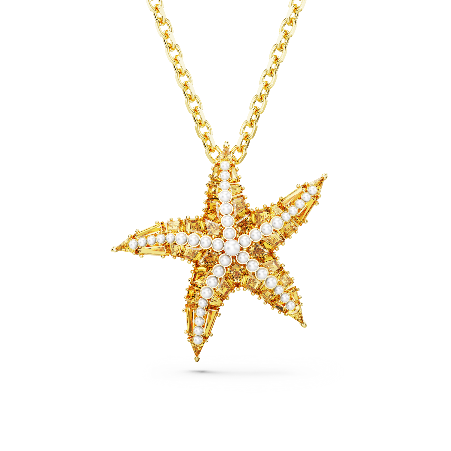Swarovski - Pendente Idyllia, Crystal pearls, Stella marina, Tono dorato, Placcato color oro Ref. 5691035 - SWAROVSKI