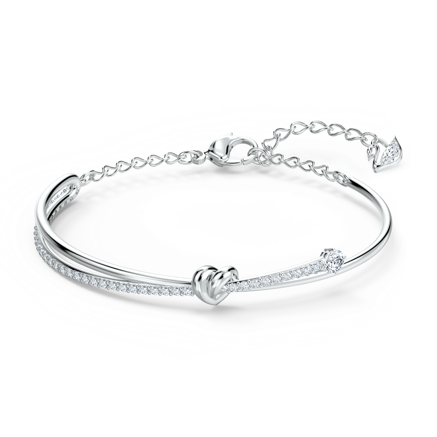 Swarovski - Bracciale rigido Lifelong Heart, Cuore, Bianco, Placcato rodio Ref. 5517944 - SWAROVSKI