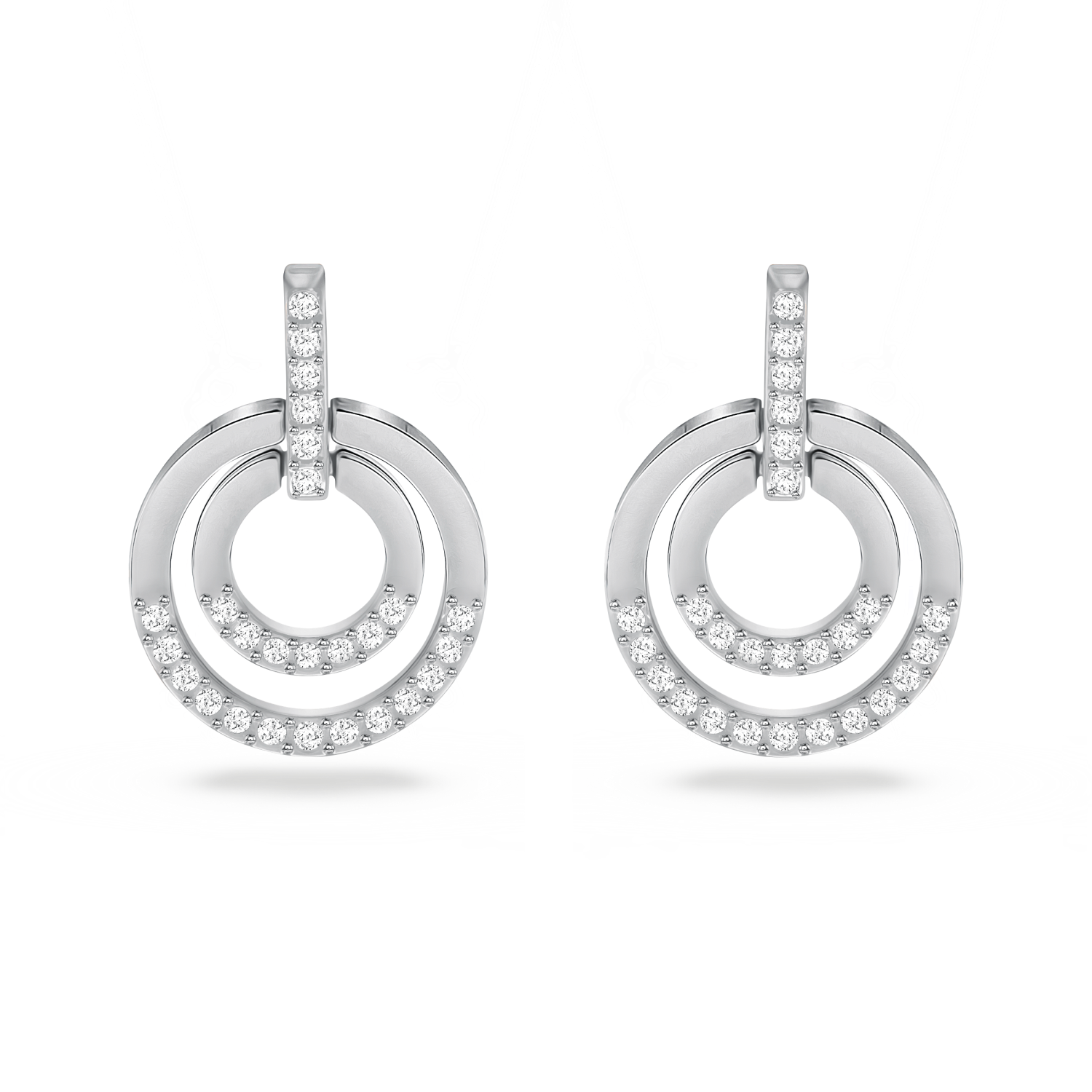 Swarovski - Orecchini Circle, Bianco, Placcato rodio Ref. 5616265 - SWAROVSKI