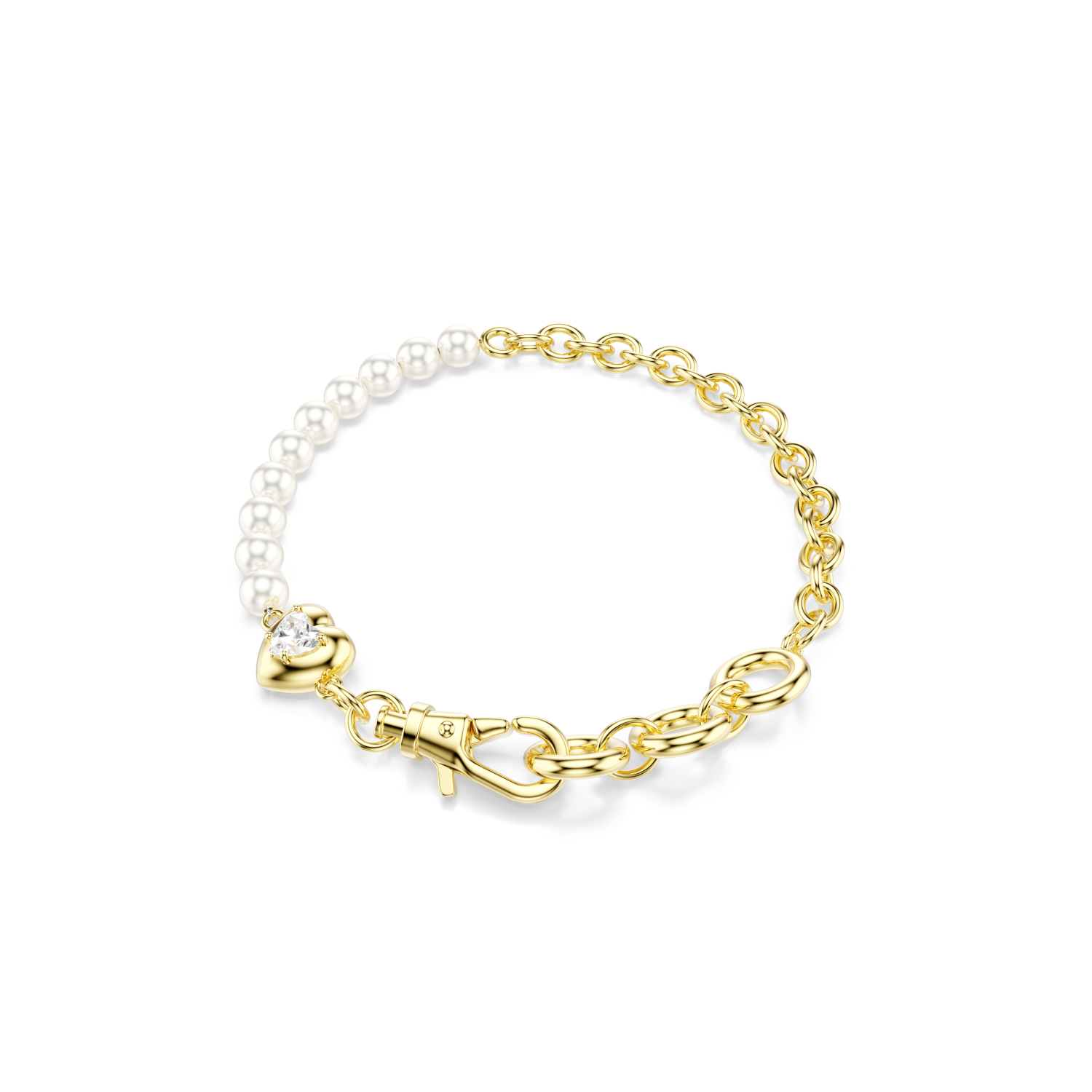 Swarovski - Braccialetto Idyllia, Crystal Pearl, Bianco, Placcato color oro Ref. 5737299 - SWAROVSKI