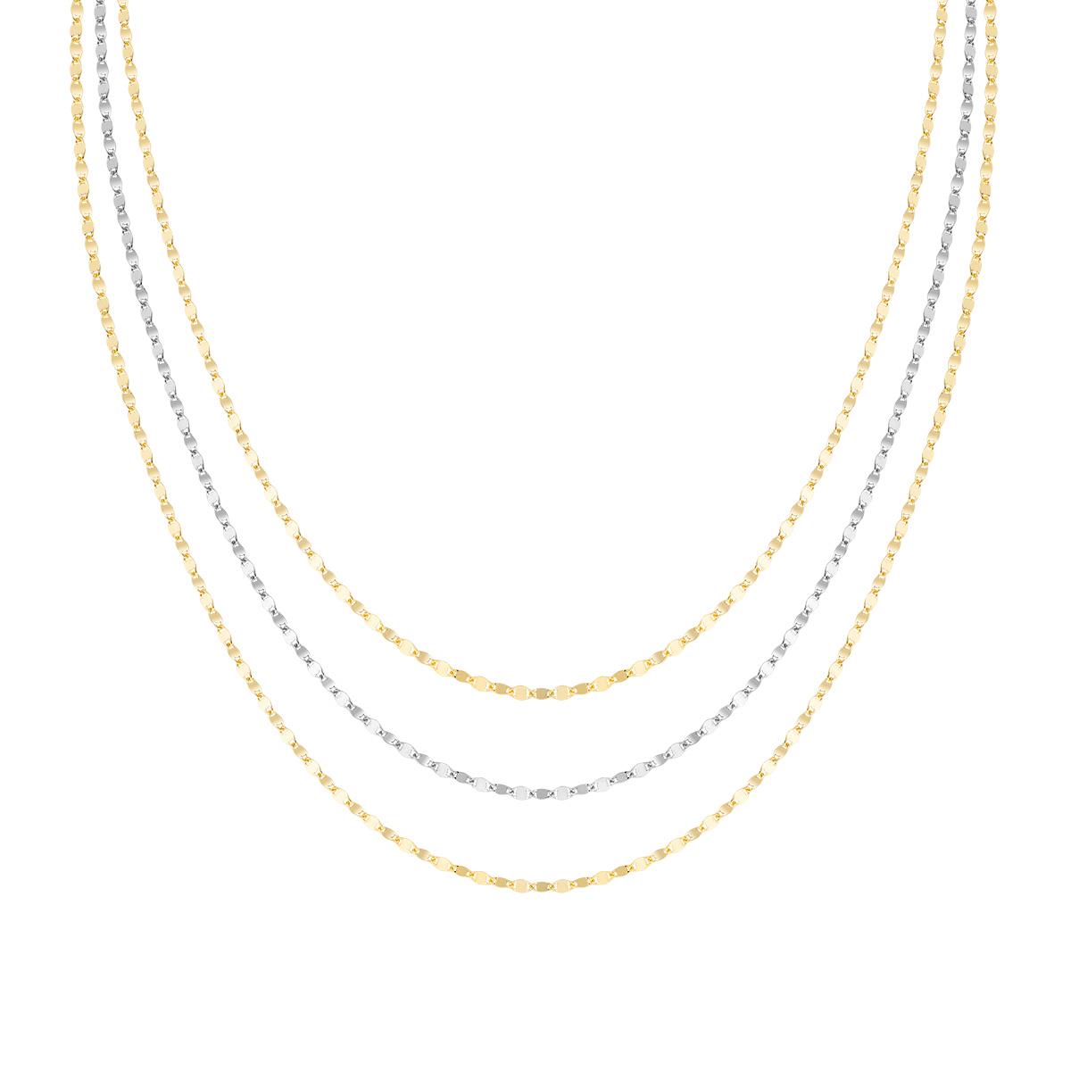 Collana Multifilo Piatta Rodio e Dorata - Amen Collection Ref. CLMFSP3BG - AMEN