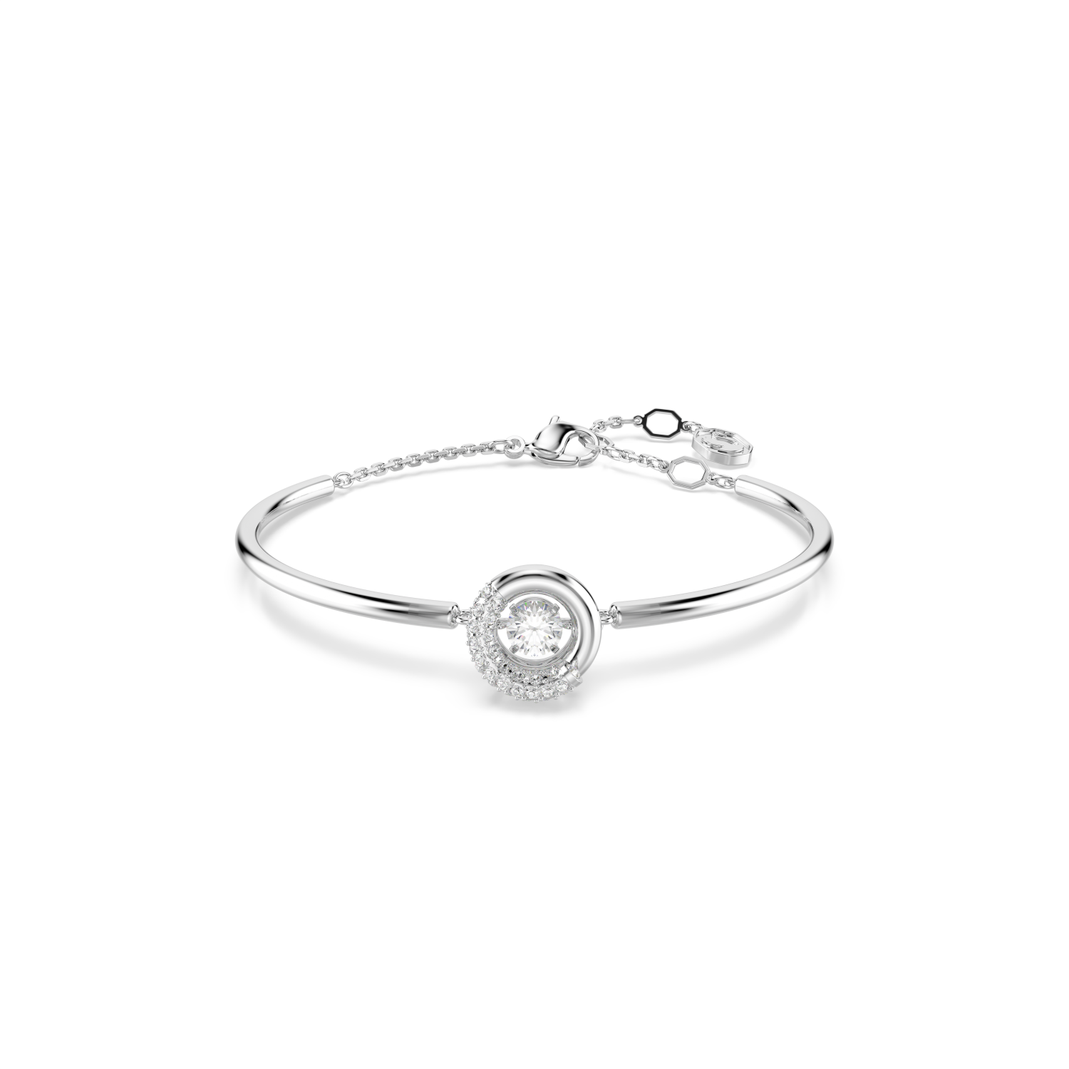 Swarovski - Bracciale rigido Dextera, Taglio Round, Bianco, Placcato rodio Ref. 5733399 - SWAROVSKI