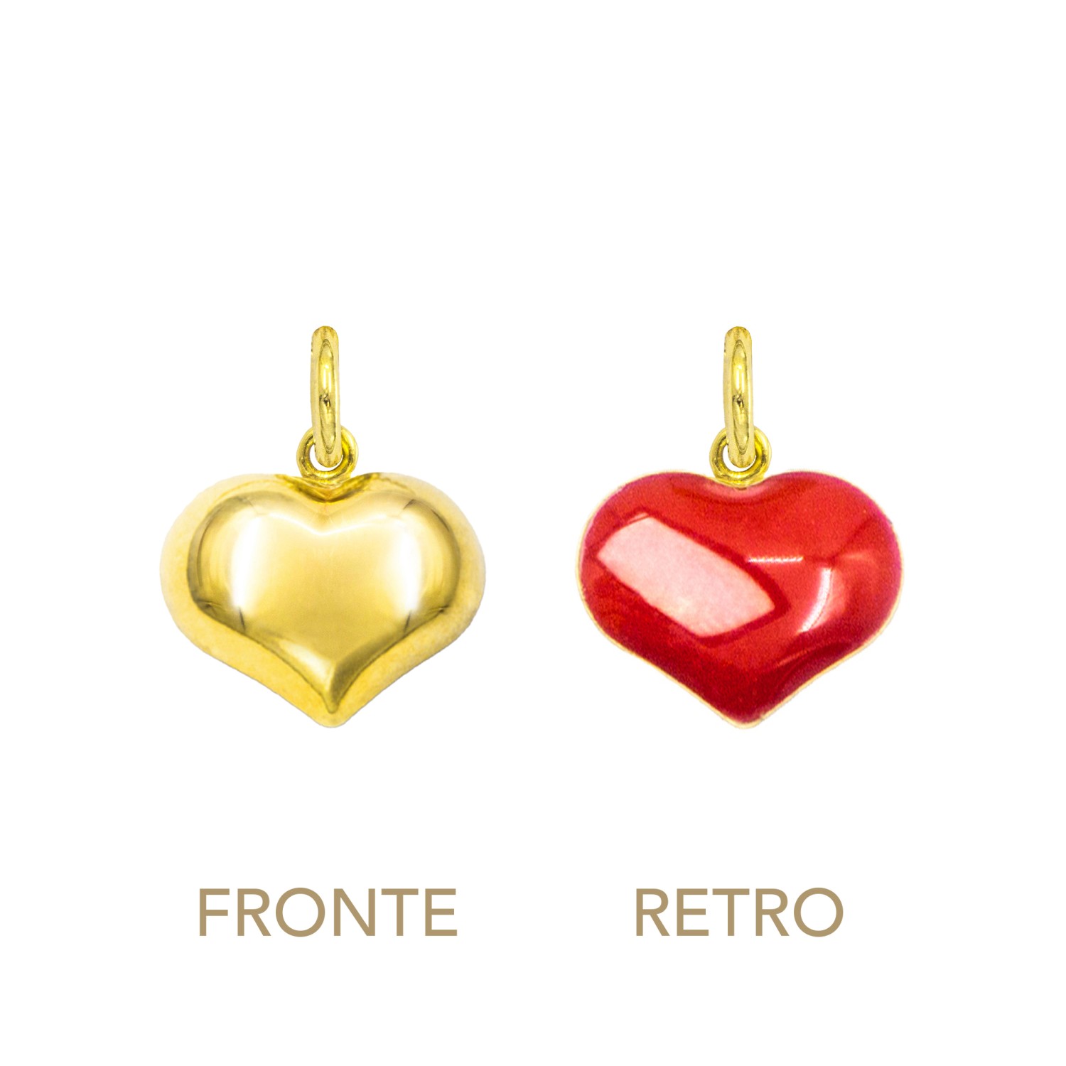 Charm Cuore in Oro 9 Kt e Smalto Rosso  Ref. A0196G9 - FACCO