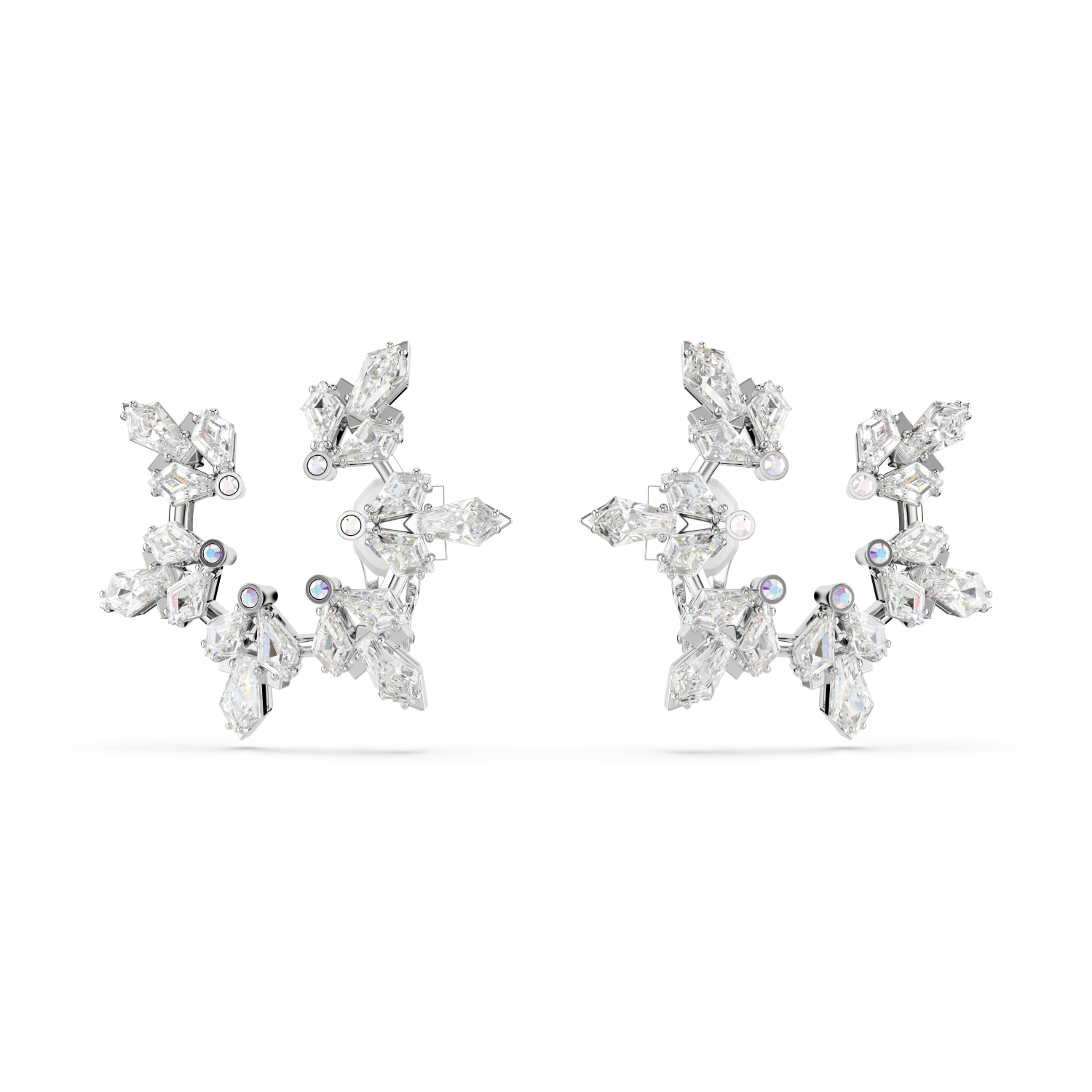 Swarovski - Orecchini a clip Idyllia, Taglio misto, Fiocco Di Neve, Bianchi, Placcato rodio Ref. 5692641 - SWAROVSKI