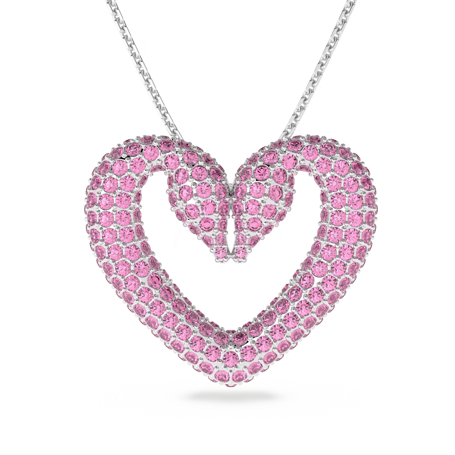 Swarovski - Pendente Una, Cuore, Medio, Rosa, Placcato rodio Ref. 5631931 - SWAROVSKI
