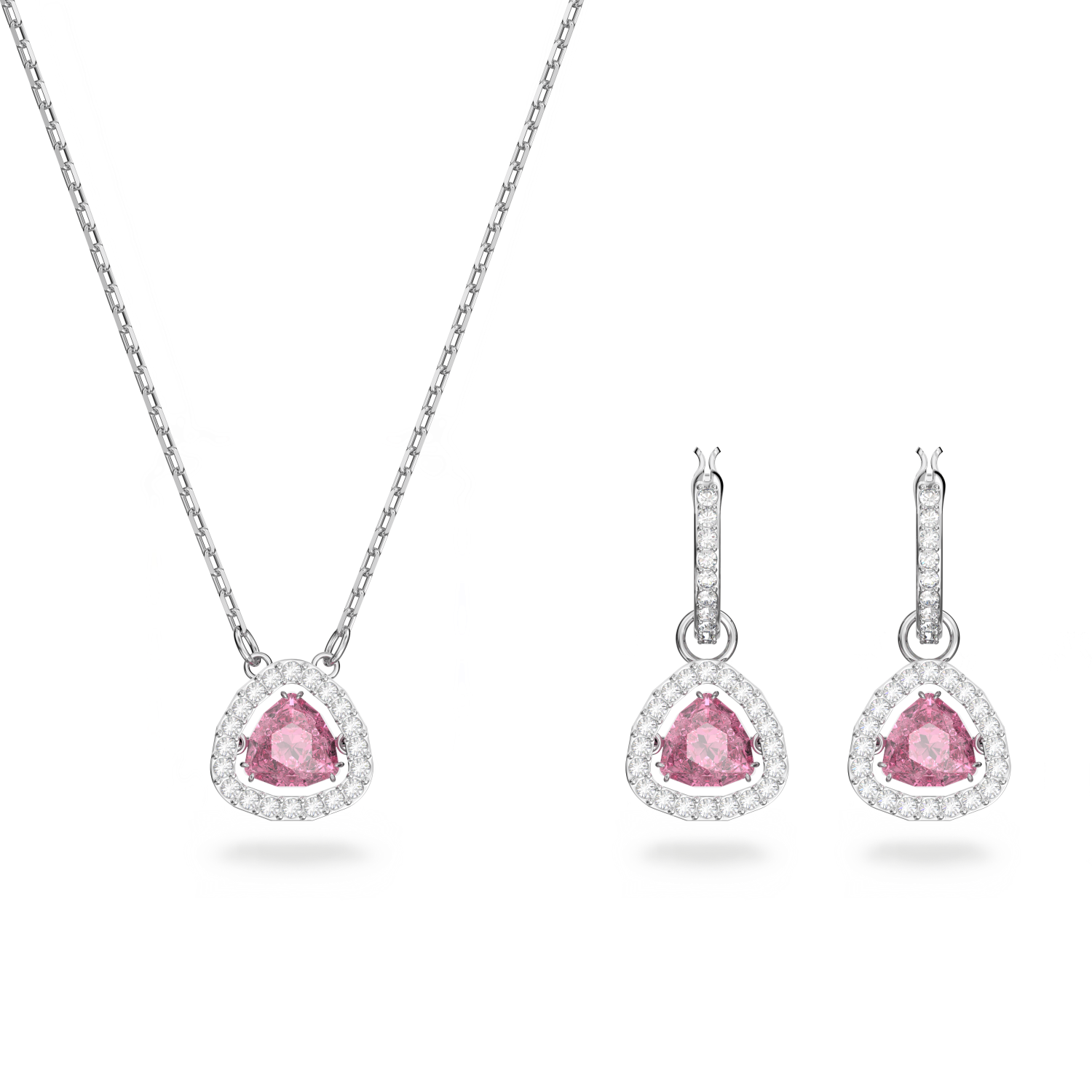 Swarovski - Set Millenia, Taglio Trilliant, Rosa, Placcato rodio Ref. 5619503 - SWAROVSKI