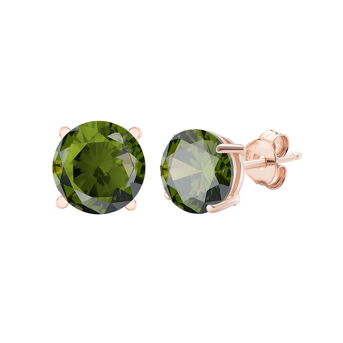 Orecchini Ros&egrave; Zircone Solitario Verde - Amen Collection Ref. ORFERVE - AMEN