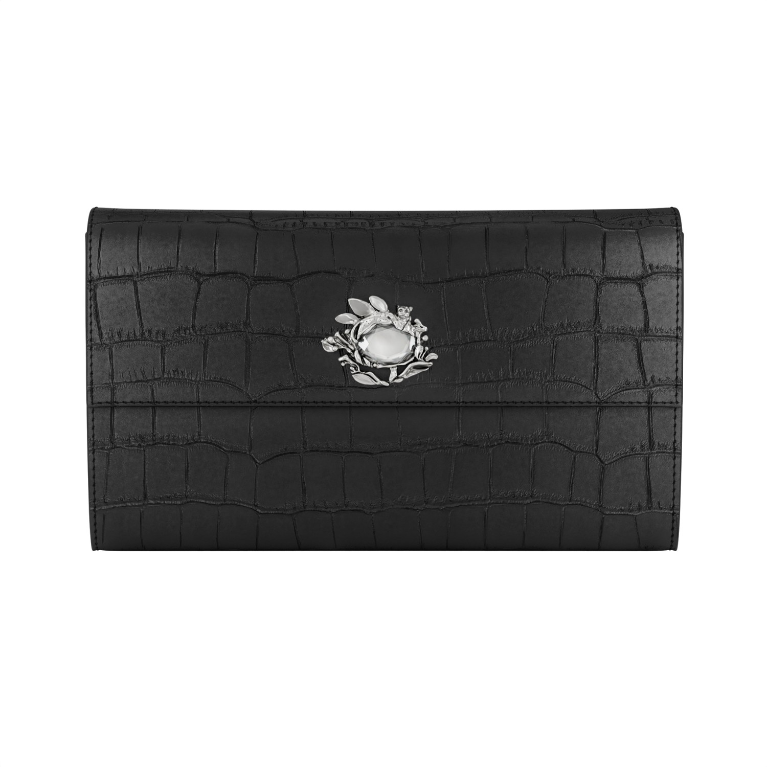 Giovanni Raspini - Portafoglio Continental Jungle in pelle croco nera Ref. L0026 - GIOVANNI RASPINI