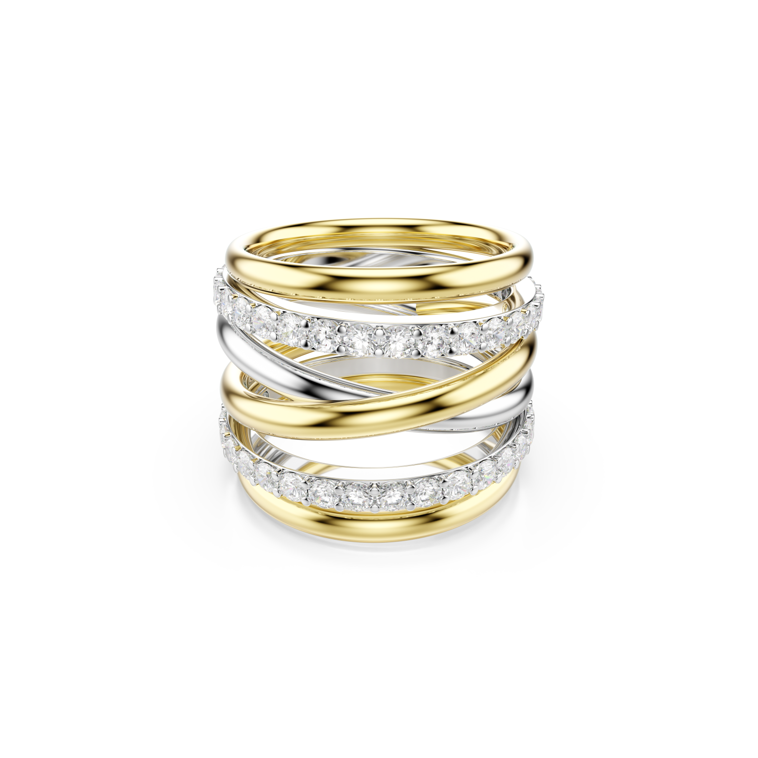 Swarovski - Anello cocktail Hyperbola, Taglio Round, Bianco, Mix di finiture Ref. 5740414 - SWAROVSKI