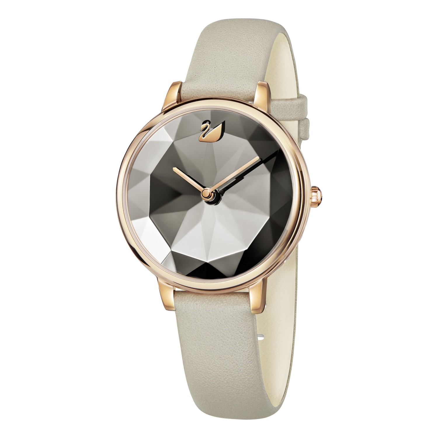 Swarovski - Orologio Crystal Lake, Cinturino in pelle, Grigio, Finitura in tono oro rosa Ref. 5415996 - SWAROVSKI