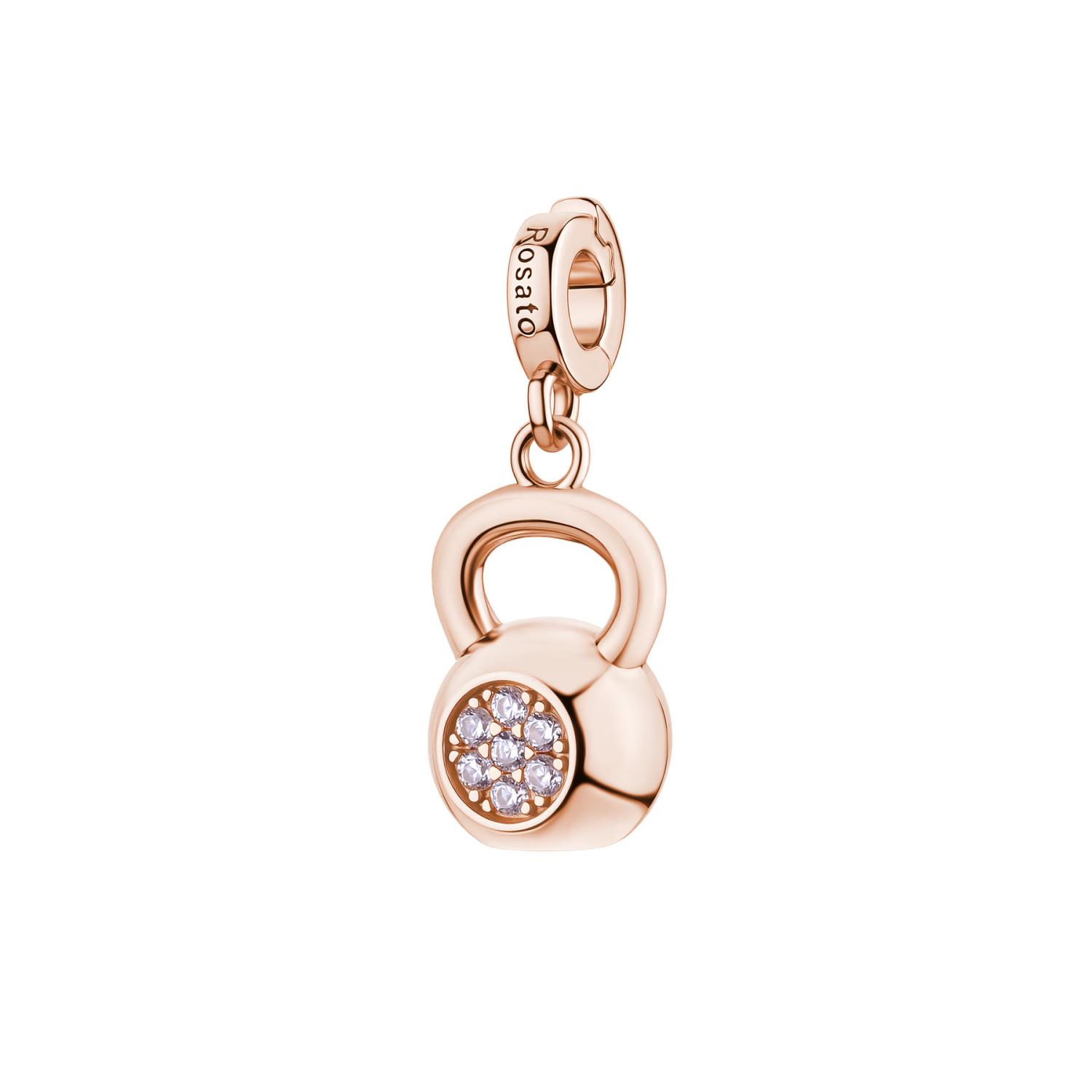 Rosato - Charm STORIE argento 925/1000, galvanica oro rosa, a forma di kettlebell Ref. RZ267 - ROSATO