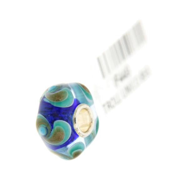 Trollbeads Unico in Vetro - OOAK Original Trollbeads Blu con vortici azzurri e oro Rif. UNICO 85B - TROLLBEADS