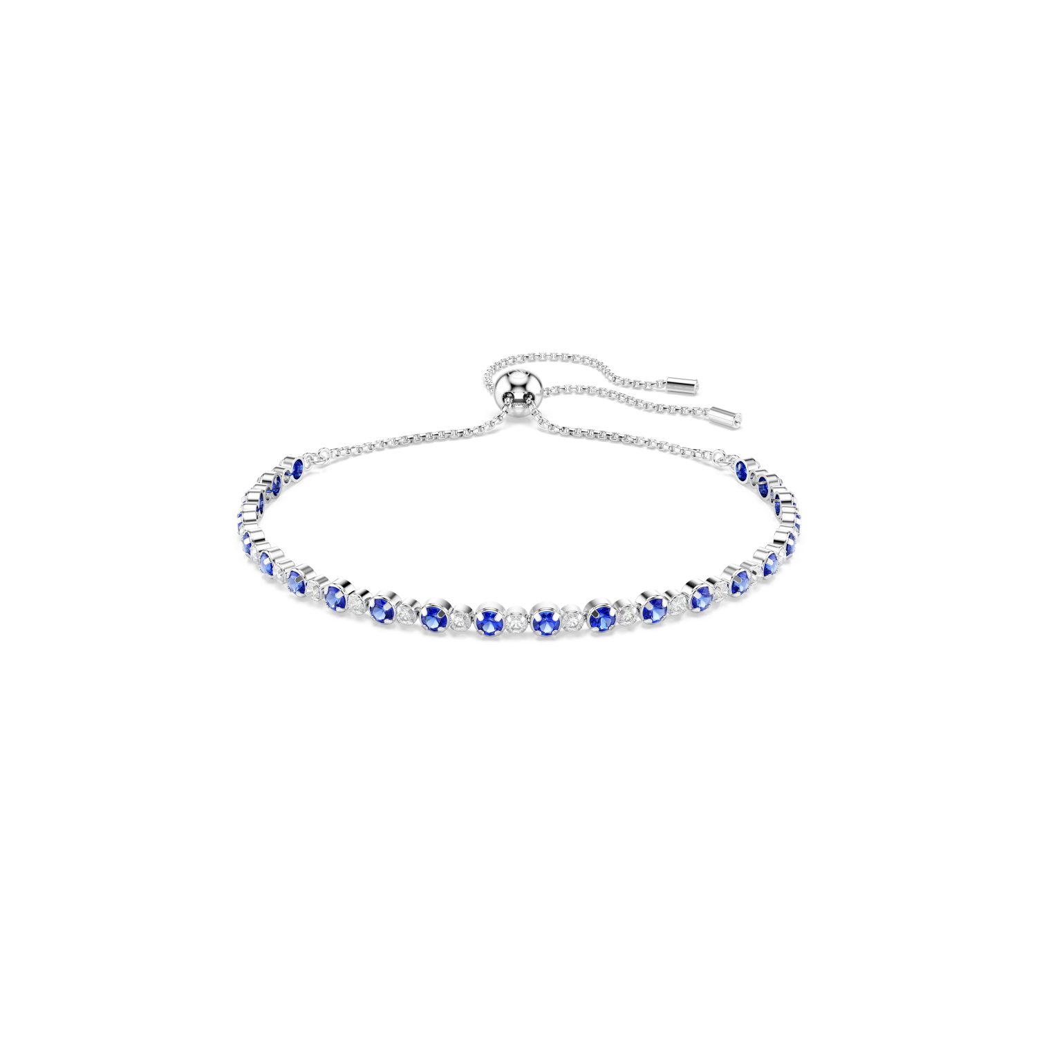 Swarovski - Bracciale Tennis Matrix, Tagli arrotondati misti, Blu, Placcato rodio Ref. 5725854 - SWAROVSKI