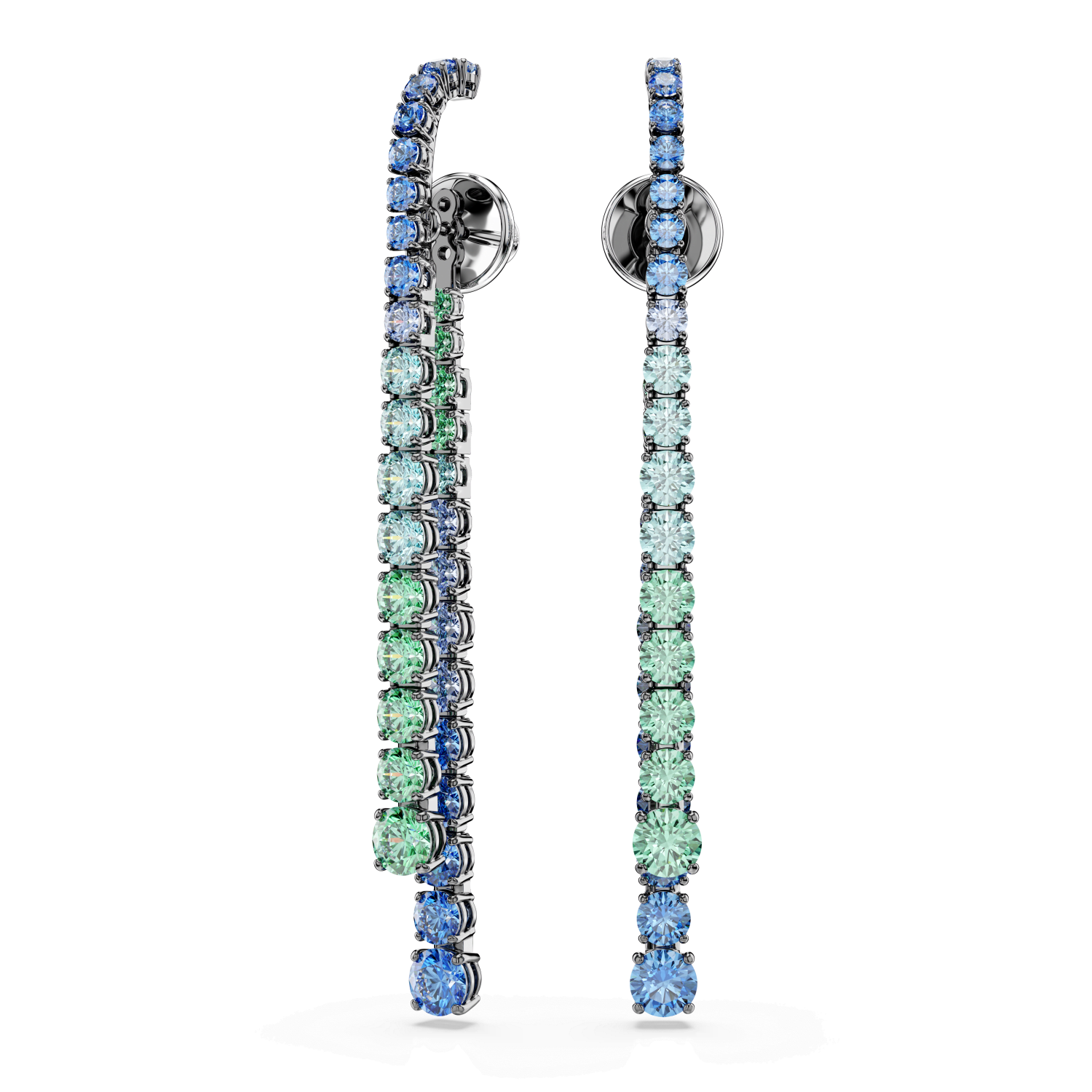 Swarovski - Orecchini pendenti Matrix, Sfumatura di tagli Round, Multicolore, Placcato rutenio Ref. 5741390 - SWAROVSKI