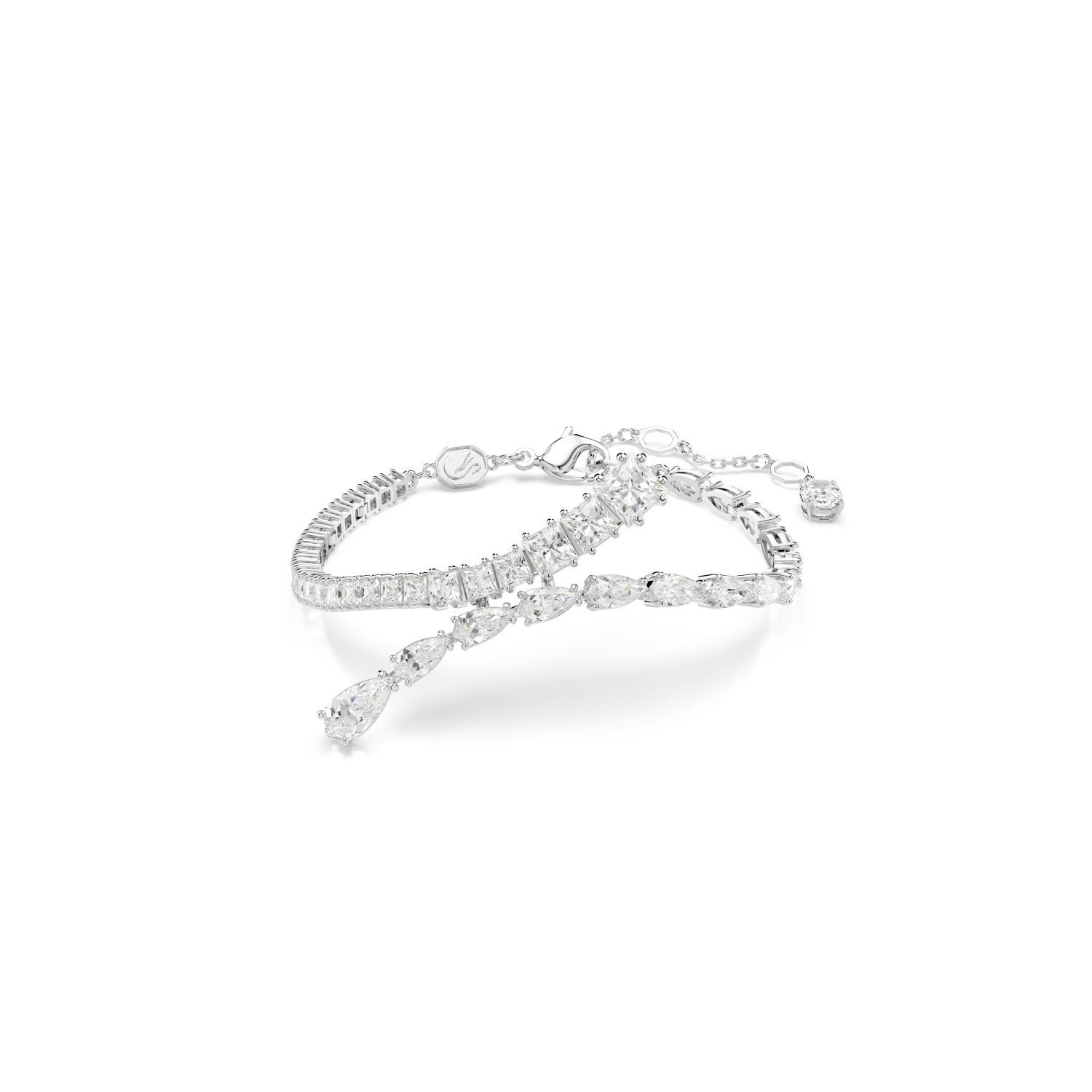 Swarovski - Braccialetto Matrix, Taglio misto, Bianco, Placcato rodio Ref. 5693154 - SWAROVSKI