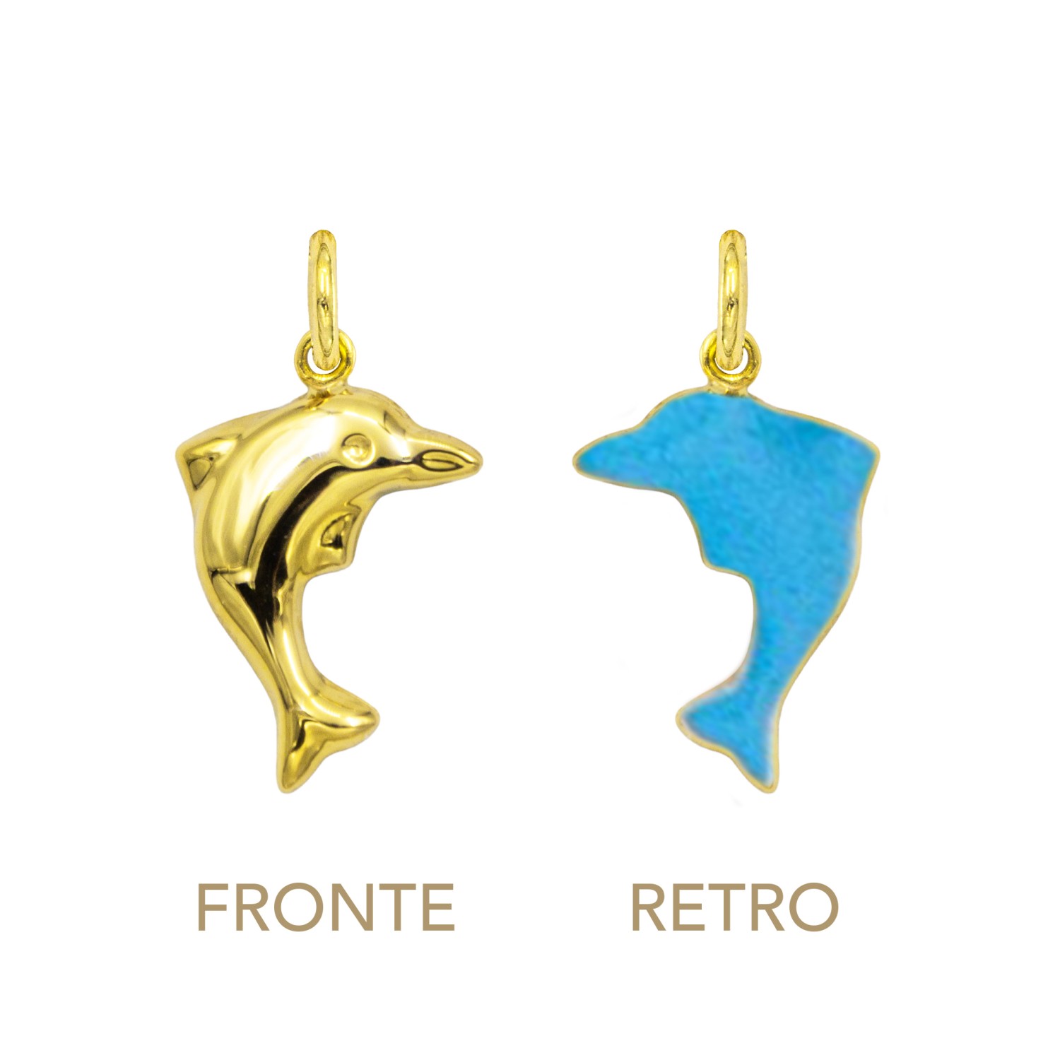 Charm Delfino in Oro 9 Kt e Smalto Azzurro  Ref. A0251G9 - FACCO