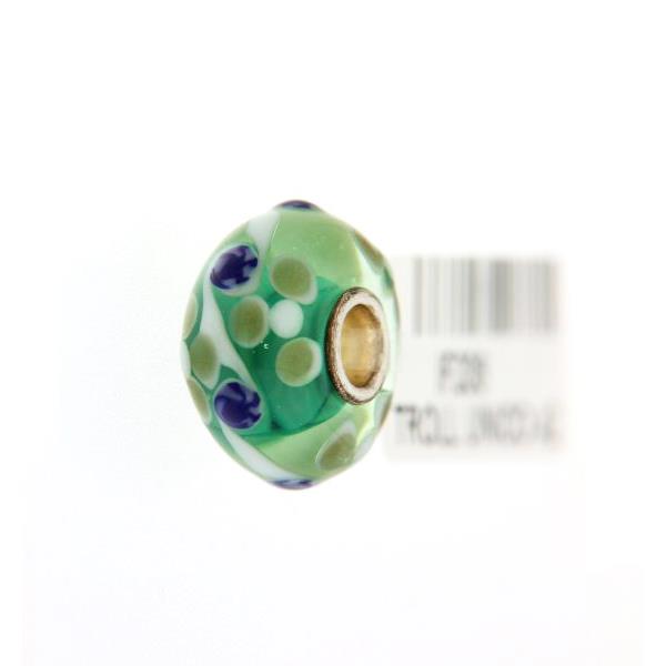 Trollbeads Unico in Vetro - OOAK Original Trollbeads  verde fiori verdi Rif. UNICO 42 - TROLLBEADS