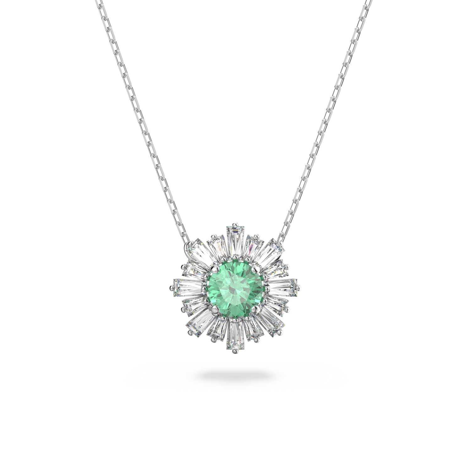 Swarovski - Pendente Sunshine, Taglio misto, Sole, Verde, Placcato rodio Ref. 5642963 - SWAROVSKI