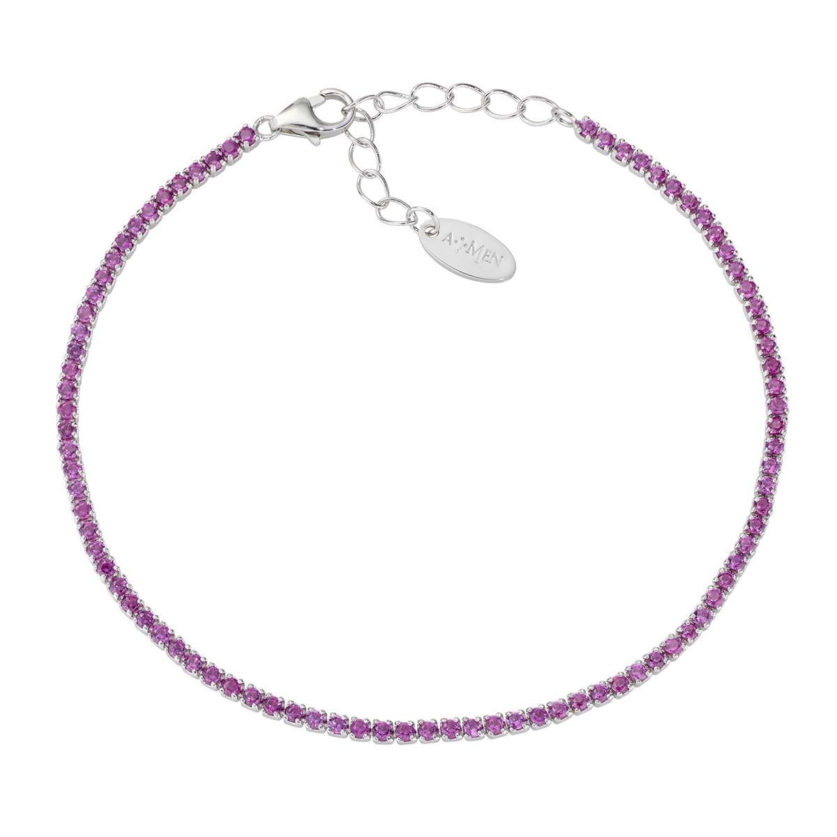 Bracciale Tennis Mania con Zirconi Fucsia - Amen Collection Ref. BT1BR17 - AMEN