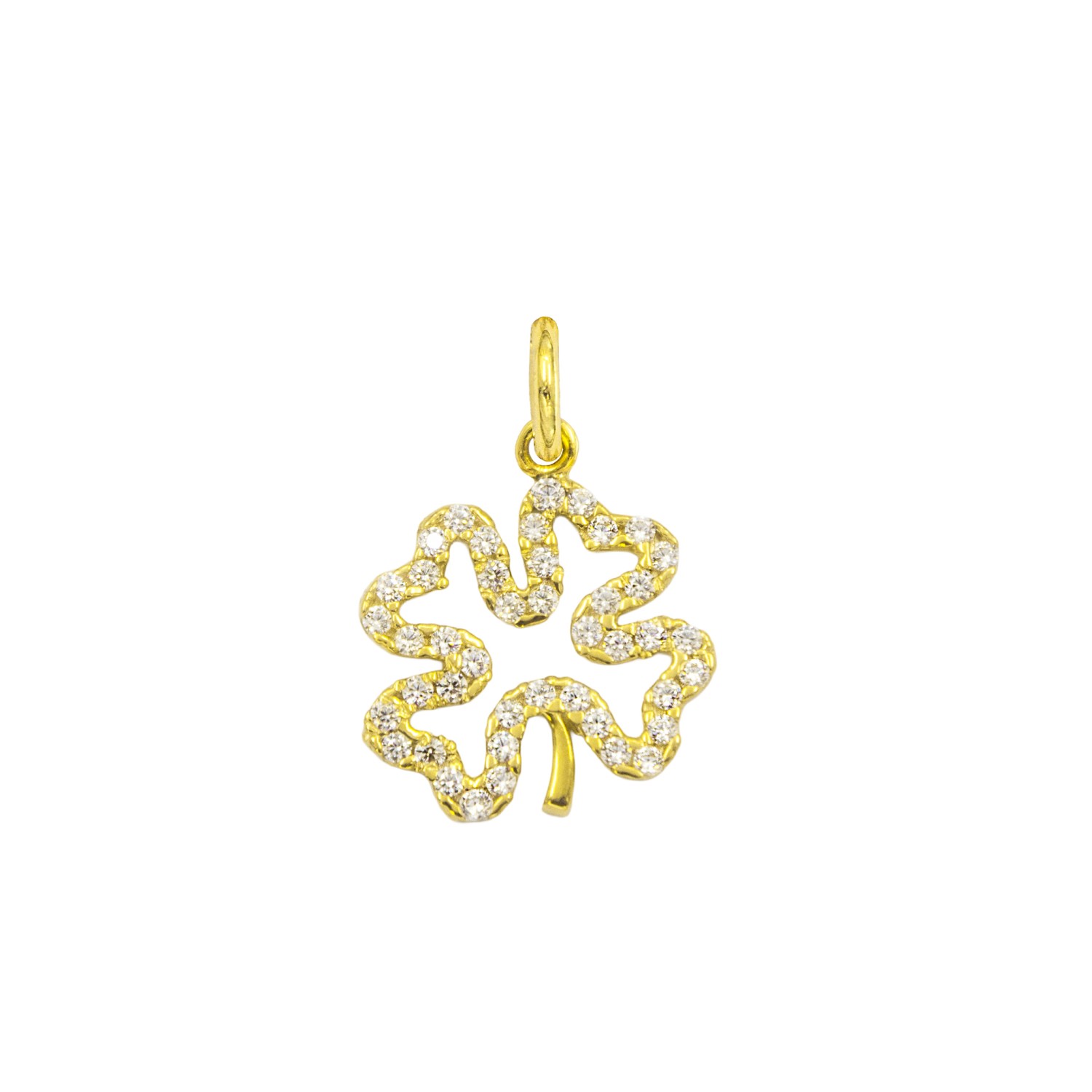 Charm Quadrifoglio in Oro 9 Kt e Zirconi  Ref. A0225G9 - FACCO