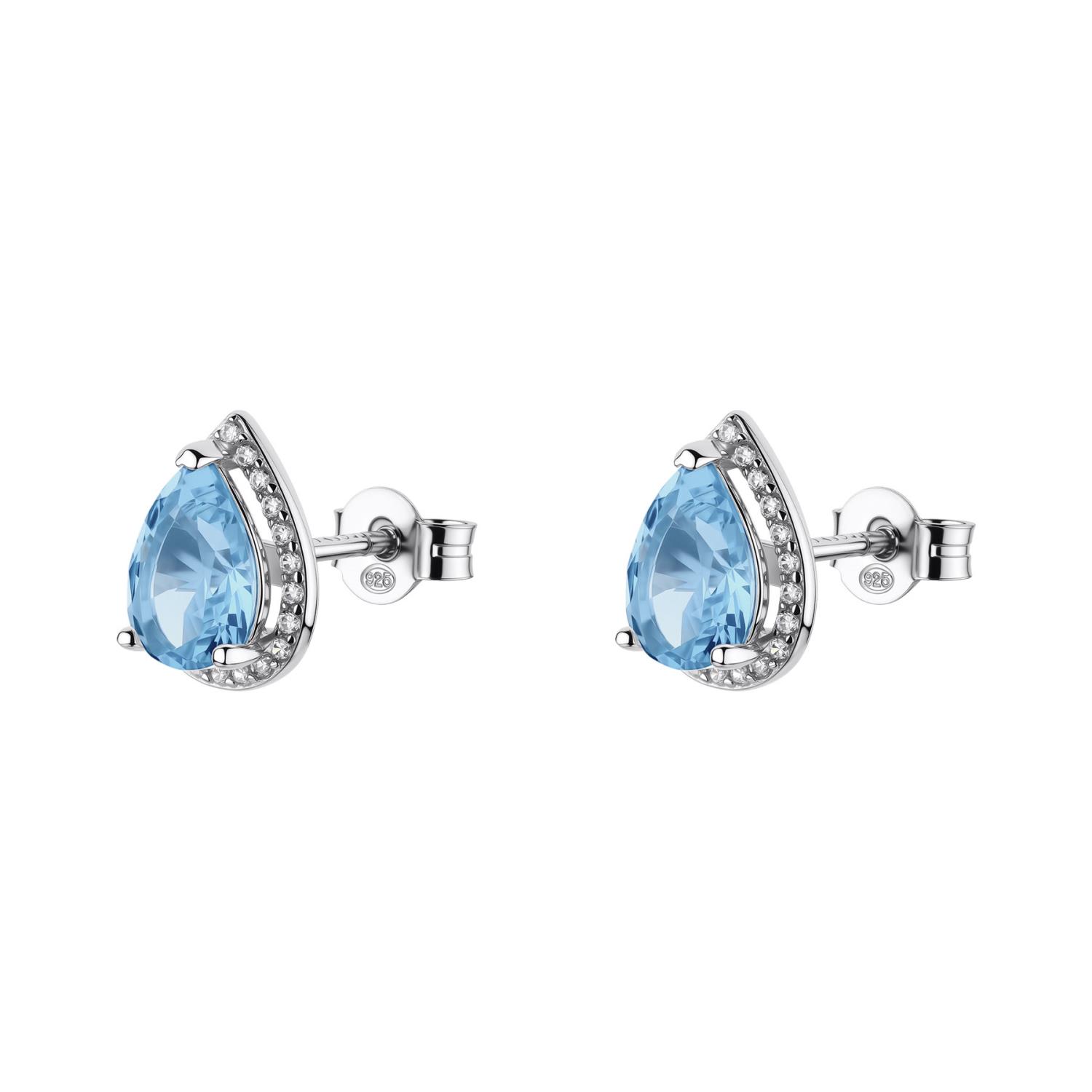 Brosway - Orecchini al lobo FANCY in argento 925/1000 rodiato, con cubic zirconia sapphire e light sapphire forma pear Ref. FCL136 - BROSWAY