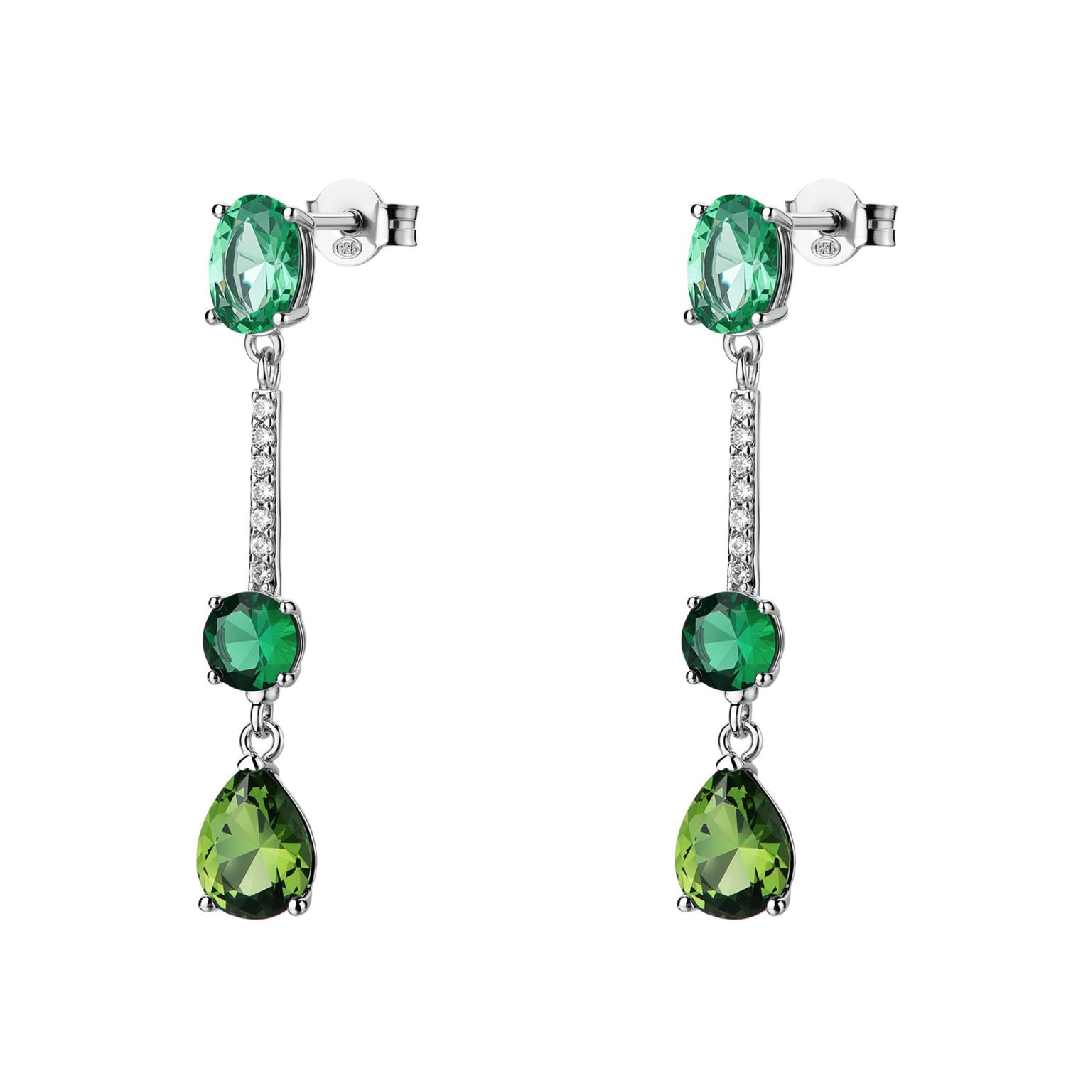 Brosway  - Orecchini pendenti FANCY in argento 925/1000 rodiato, con cubic zirconia emerald,  peridot e white Ref. FLG152 - BROSWAY