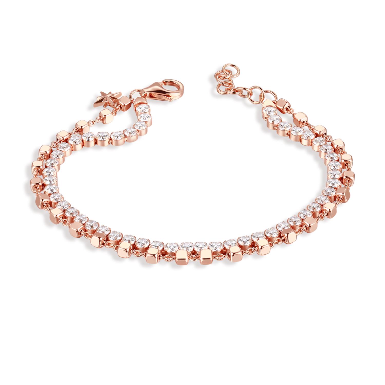 Rosato - Bracciale STORIE argento 925/1000 galvanica rosa con zirconi bianchi Ref. RZB020 - ROSATO
