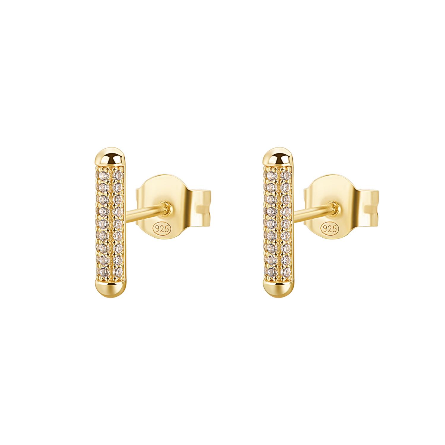 Rosato - Orecchini al lobo BIANCA argento 925/1000 galvanica oro giallo, cubic zirconia white Ref. RZBI71 - ROSATO