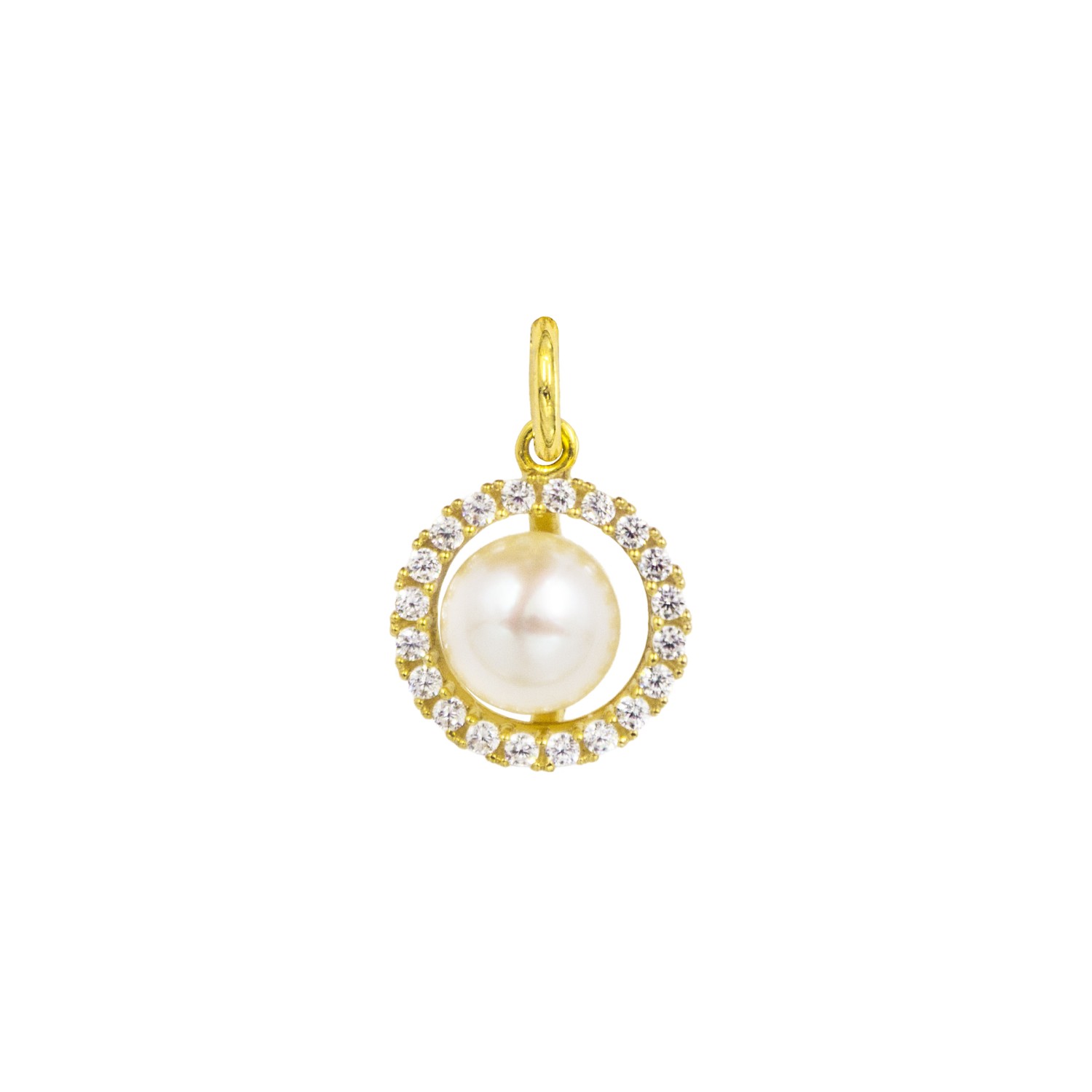 Charm Perla in Oro 9 Kt e Zirconi  Ref. A0319G9 - FACCO