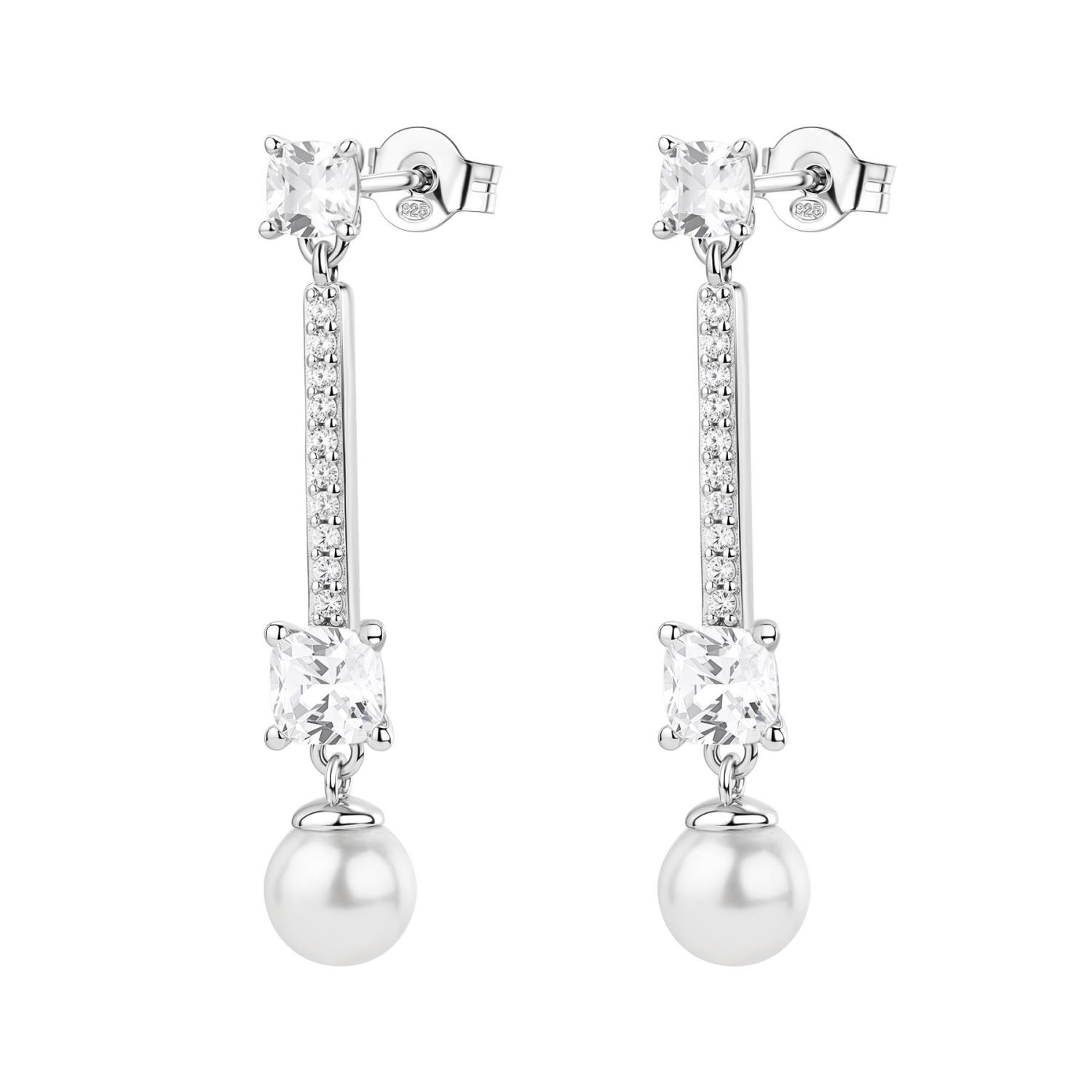 Brosway  - Orecchini pendenti FANCY in argento 925/1000 rodiato, con perle e cubic zirconia white Ref. FIW175 - BROSWAY