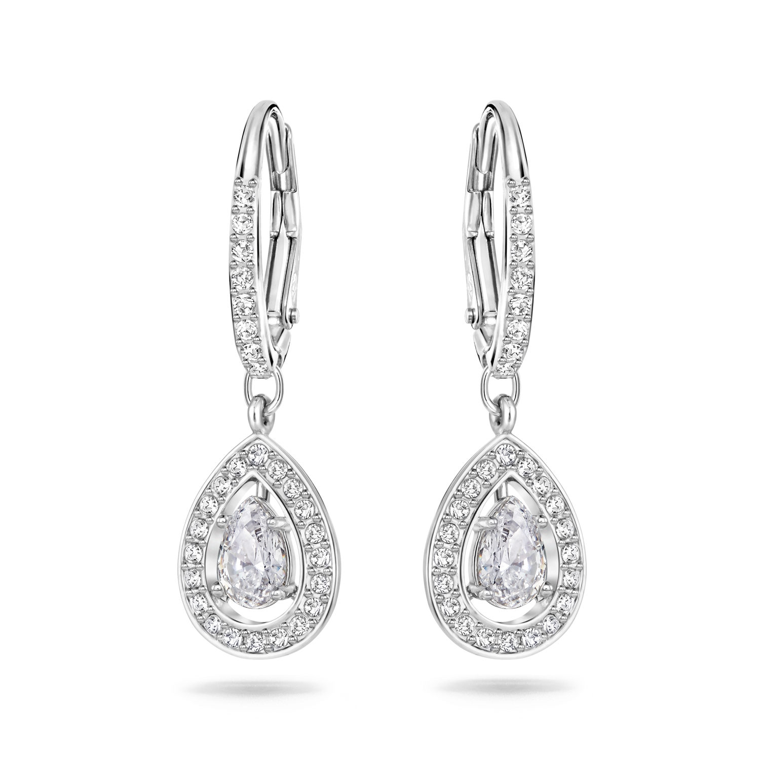 Swarovski - Orecchini pendenti Angelic, Taglio Pear, Bianchi, Placcato rodio Ref. 5197458 - SWAROVSKI
