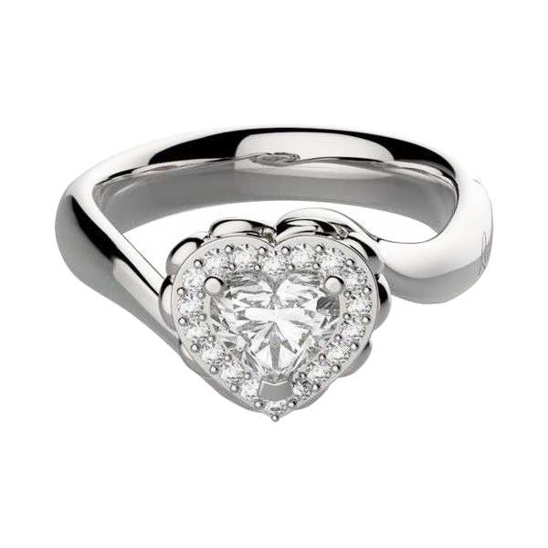 Anello Recarlo - Solitario Valentine contorno con Diamante T. Cuore Modello R67SC002/050 - RECARLO