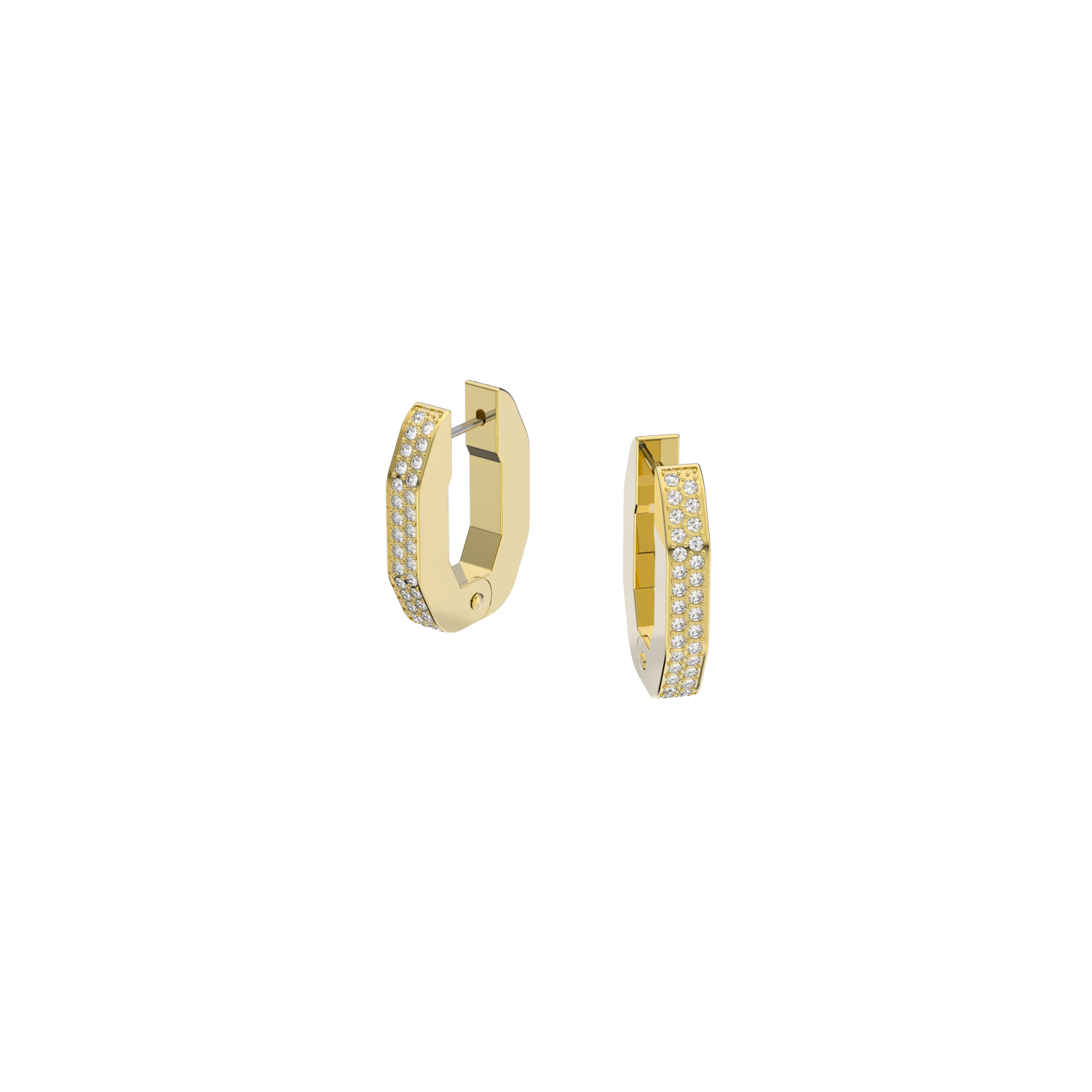 Swarovski - Orecchini a cerchio Dextera, Forma ottagonale, Piccoli, Bianchi, Placcato color oro Ref. 5626084 - SWAROVSKI
