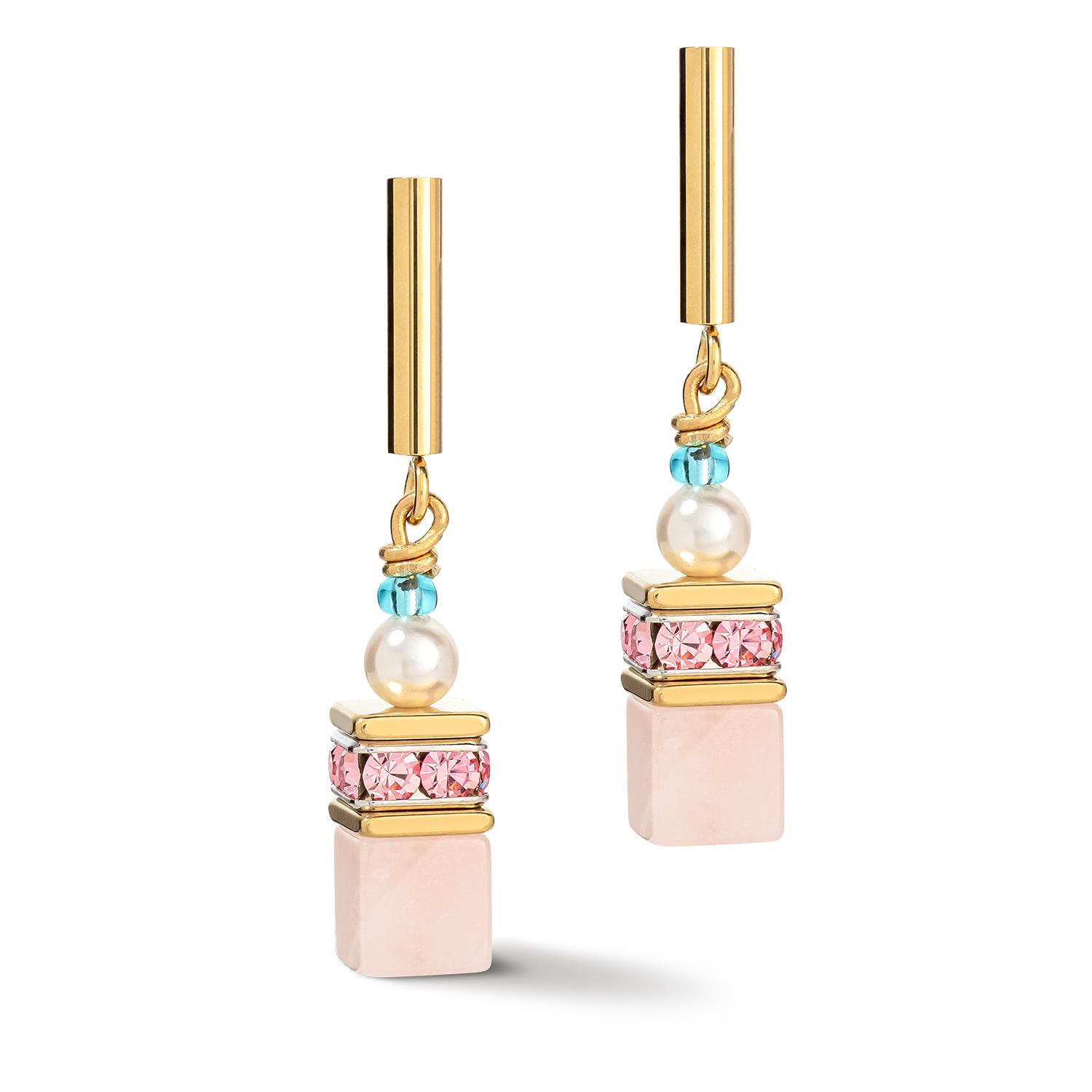 Coeur De Lion - Orecchini GeoCUBE® Precious Fusion Pearls multicolor pastello Ref. 5086/21-1522 - CDL
