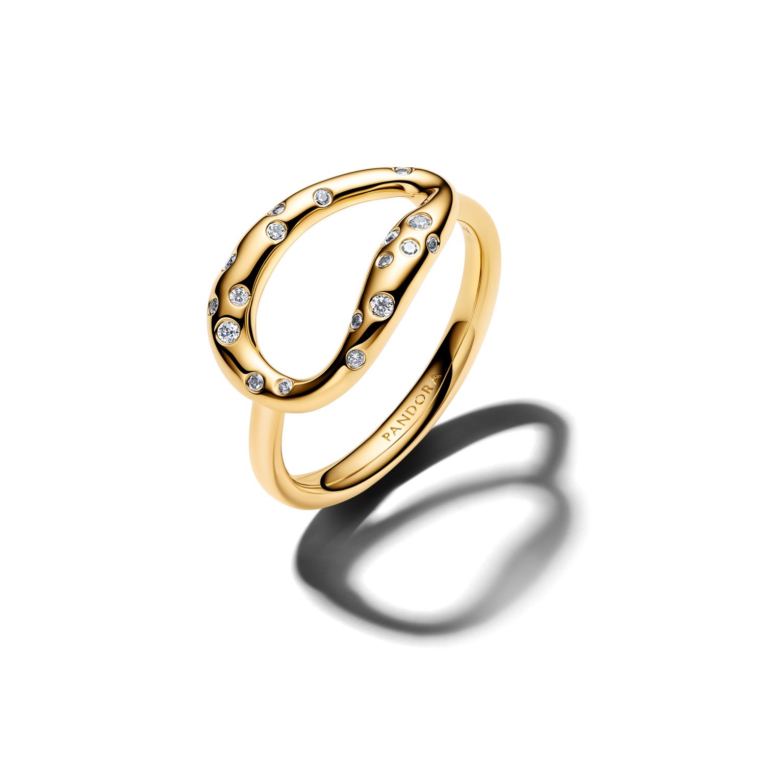 Pandora - Anello Ovale Linea Sinuosa con Pietre Luminose Ref. 164676C01-54 - PANDORA