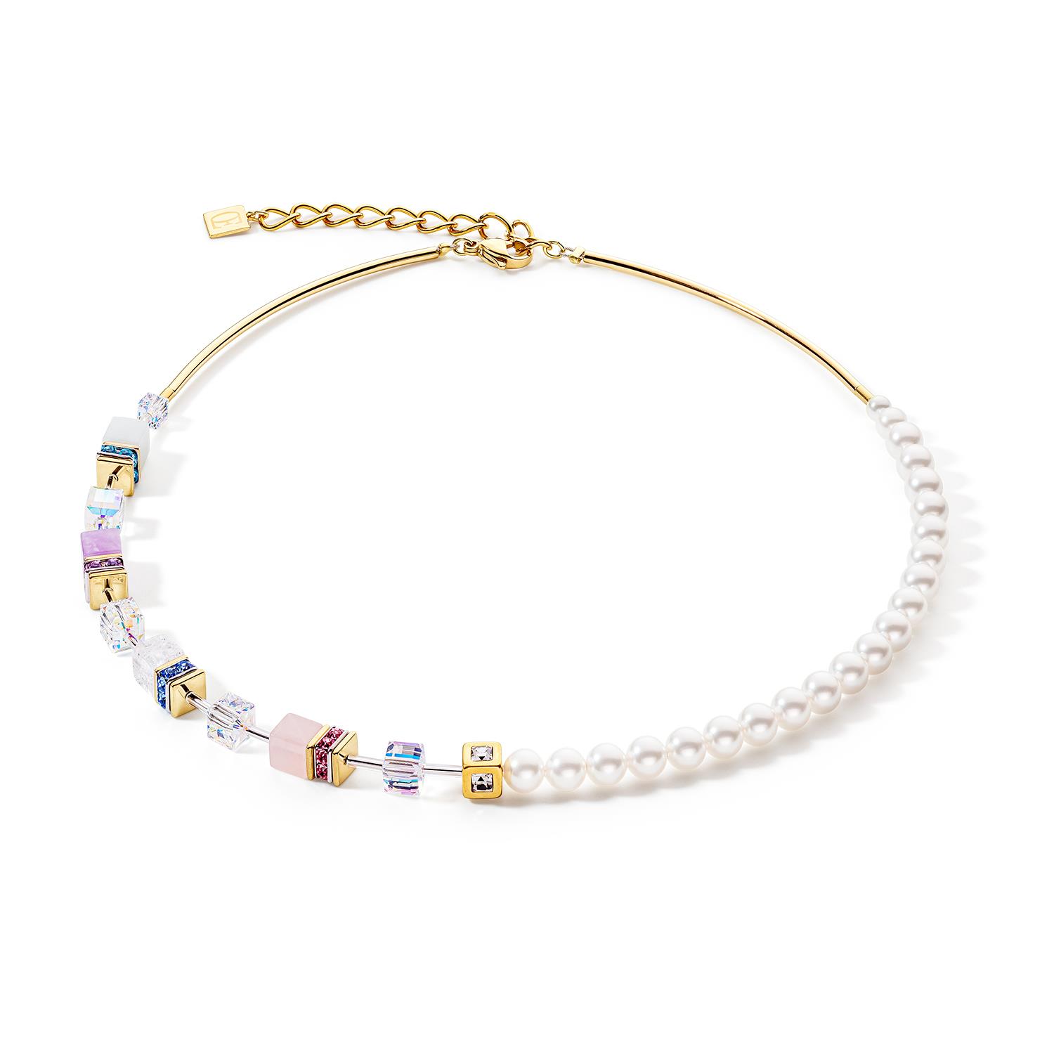 Coeur De Lion - Collana GeoCUBE® Precious Fusion Pearls multicolor pastello Ref. 5086/10-1522 - CDL