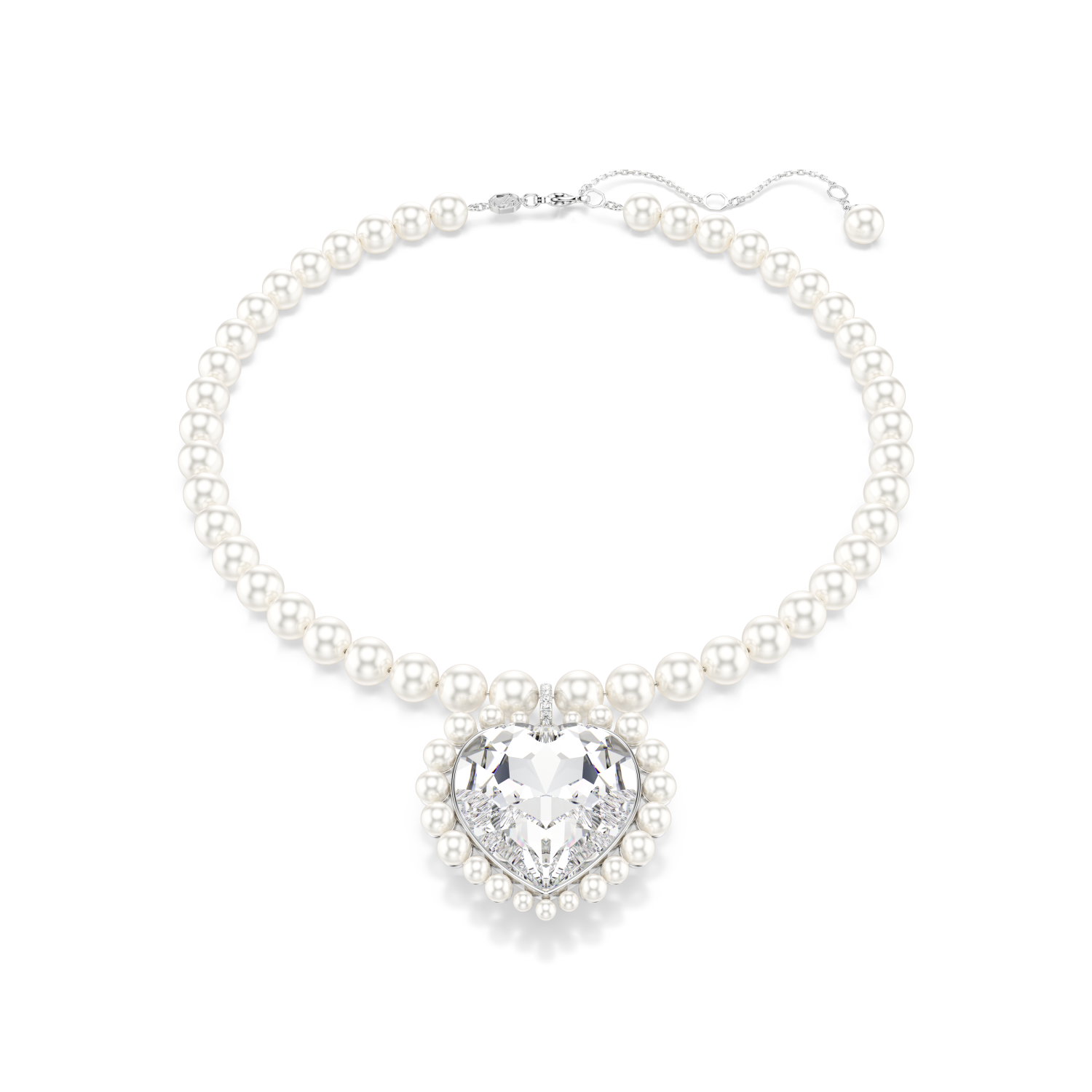 Swarovski - Collana Ariana Grande x Swarovski, Crystal Pearl, taglio Heart, Cuore, Bianca, Placcato rodio Ref. 5720858 - SWAROVSKI
