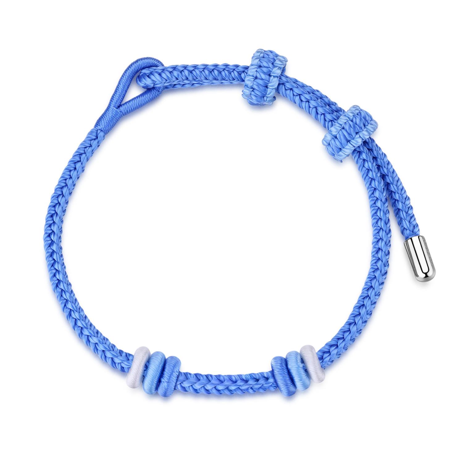 Rosato - Bracciale regolabile STORIE in acciaio 316L, e cordino colore azzurro, celeste e bianco Ref. RZB047 - ROSATO