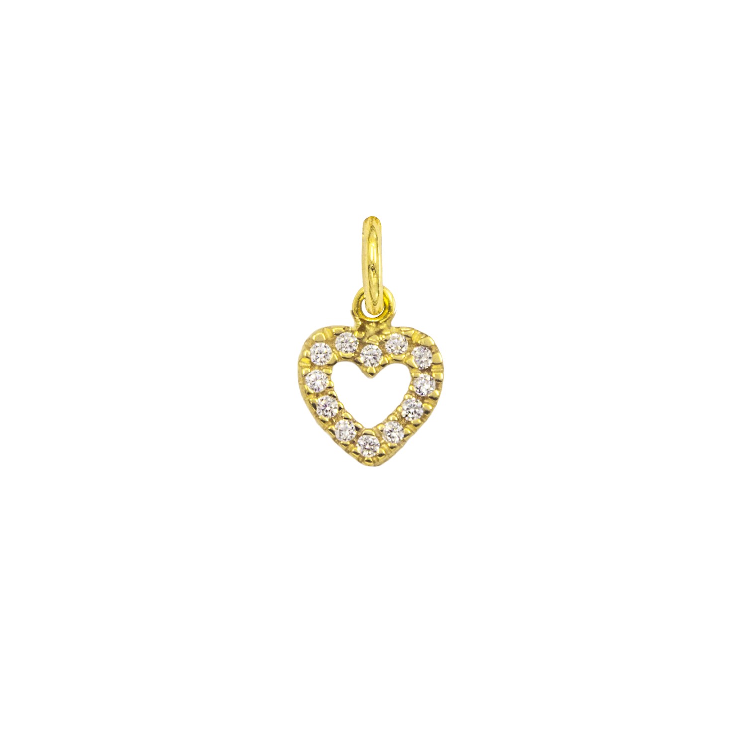 Charm Cuore in Oro 9 Kt e Zirconi  Ref. A0102G9 - FACCO
