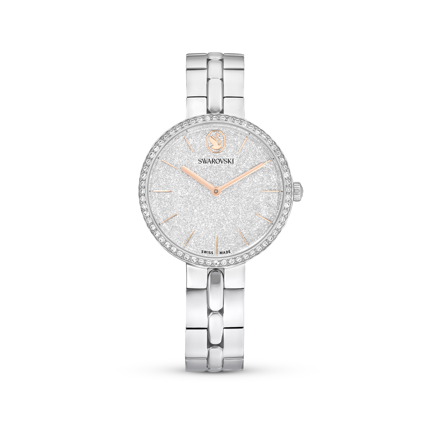 Swarovski - Orologio Cosmopolitan, Fabbricato in Svizzera, Bracciale di metallo, Tono argentato, Acciaio inossidabile Ref. 5742475 - SWAROVSKI