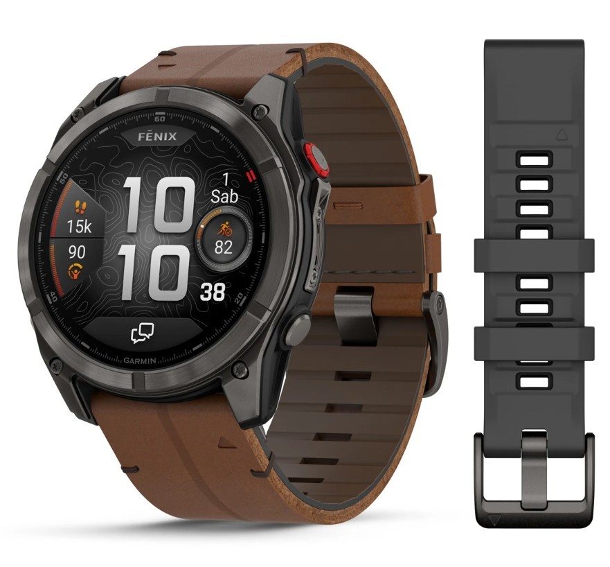 Garmin FĒNIX&reg; 8 PRO -  51 mm, AMOLED Sapphire, Titanio, Carbon Gray DLC con cinturino in pelle Chestnut Leather Ref.010-03199-40 - GARMIN