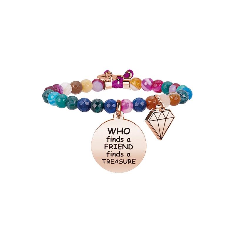 Gioielli Kidult - Bracciale agata multicolor e Pvd Ros&eacute; Ref. 731670 - KIDULT