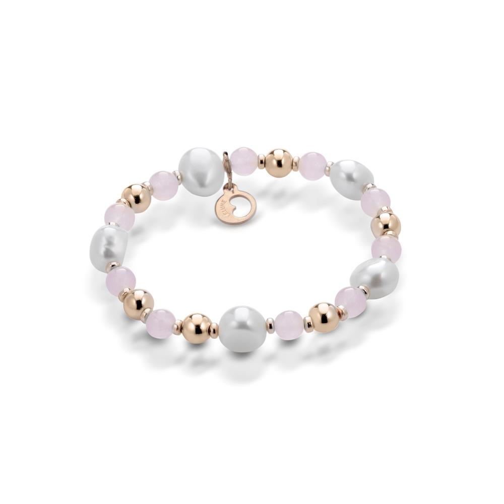 Le Lune Gioielli - Bracciale in Giada Rosa con Perle ed Ematite Ref. LGBR211 - LE LUNE