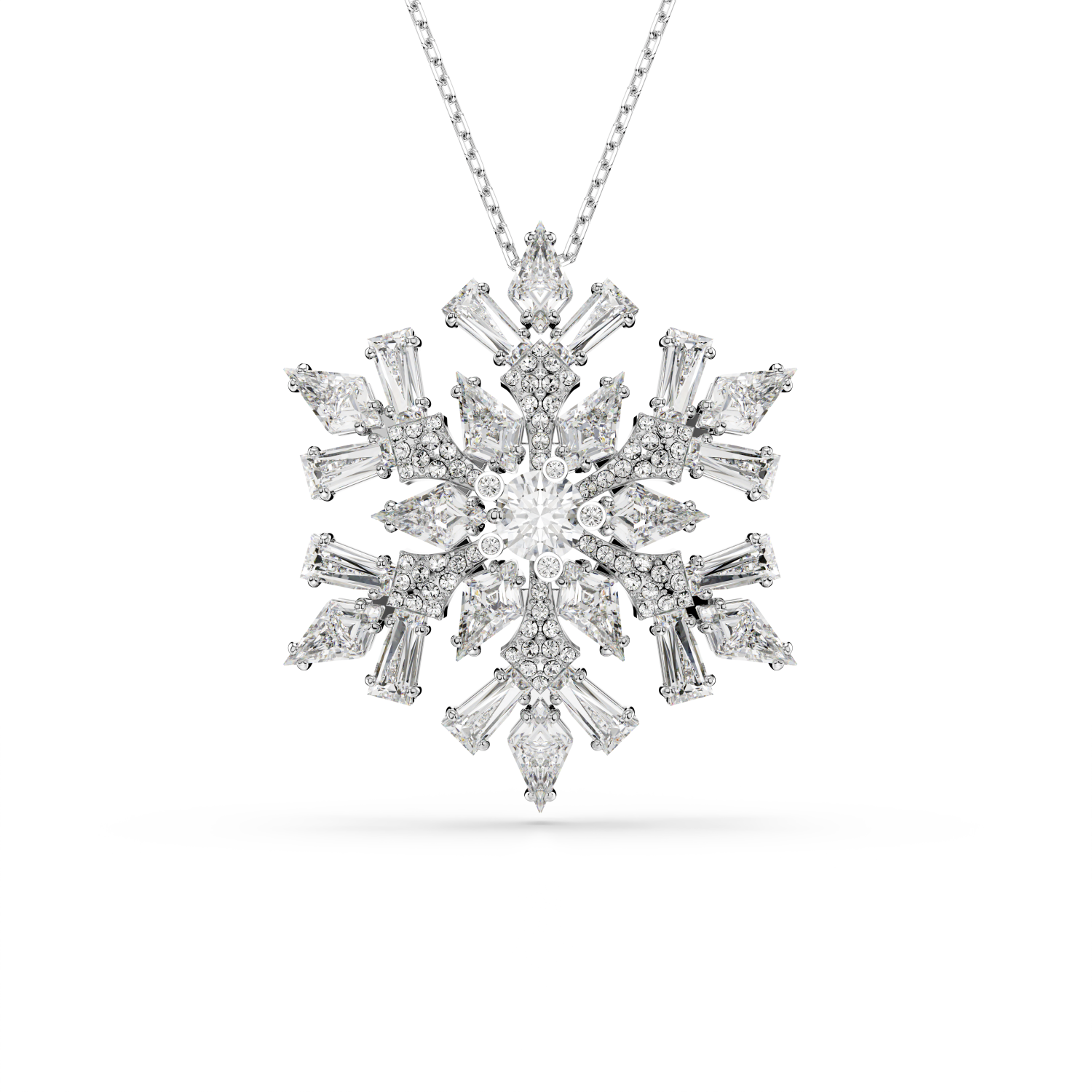 Swarovski - Pendente e spilla Idyllia, Taglio misto, Fiocco Di Neve, Bianchi, Placcato rodio Ref. 5693226 - SWAROVSKI