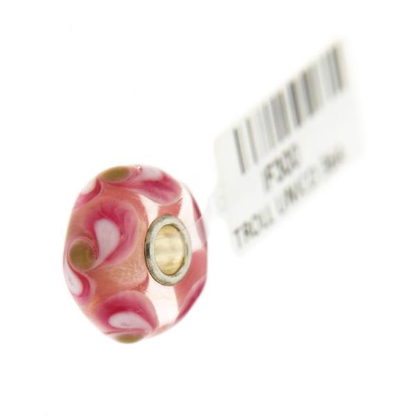 Trollbeads Unico in Vetro - OOAK Original Trollbeads Rosa con fiocco vortice Rif. UNICO 36A - TROLLBEADS